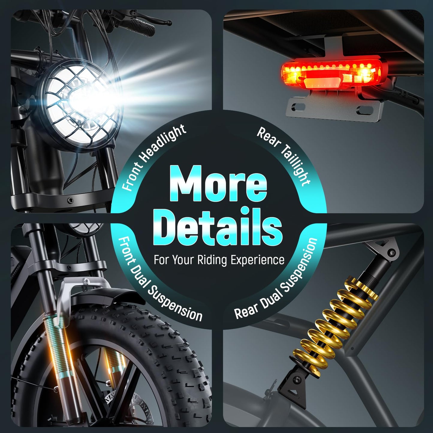 TST Electric Bike for Adult, Up to 28 MPH and 60/100 Miles Long Range E Bike, 20" Fat Tire E-Bike, 1500W Peak Motor, 48V 15Ah/25Ah Removable Battery, Dual Suspension, UL 2849 Certification
