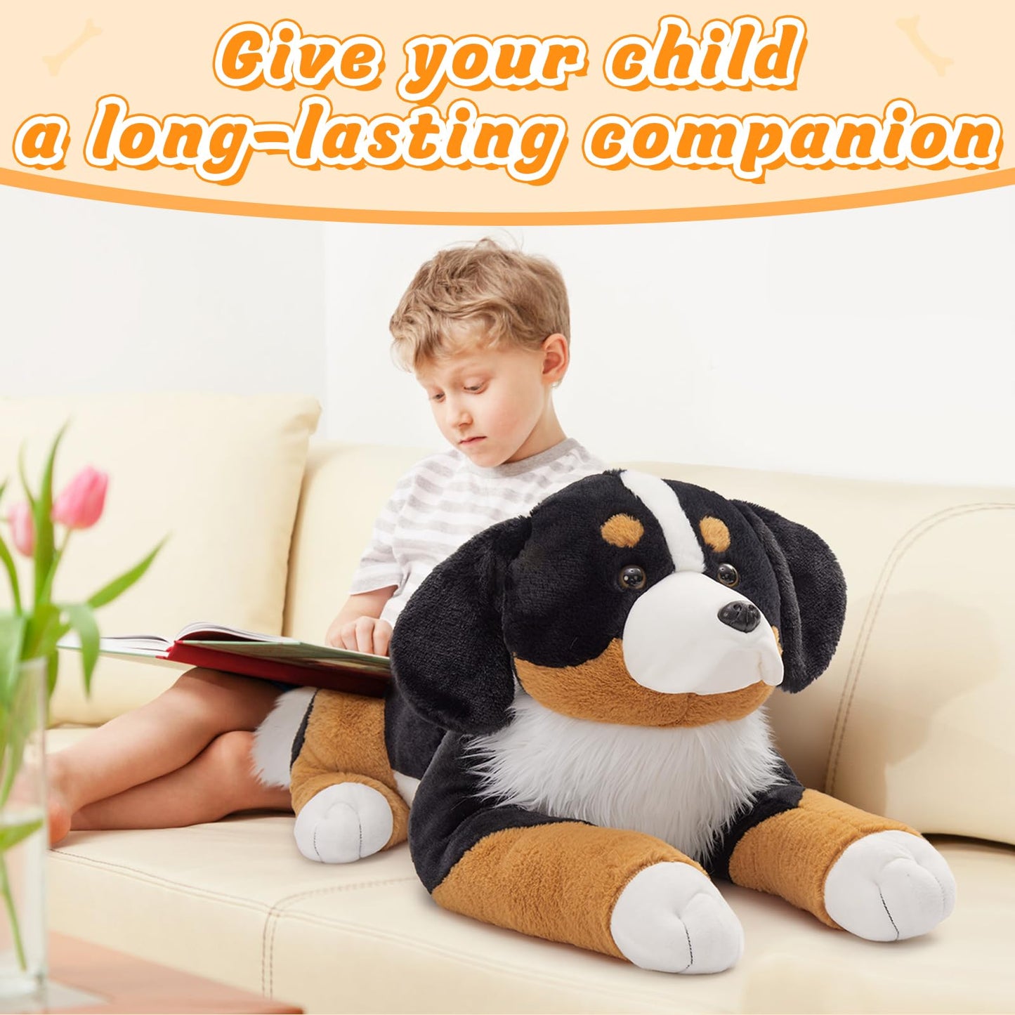 MaoGoLan Giant Bernese Mountain Dog Stuffed Animal Plush Toy, Big Large Jumbo Soft Dog Hugging Pillow Toys, 39.3" Huge Size Cute Fluffy Plushy Oversized Plushie, Gifts for Kids