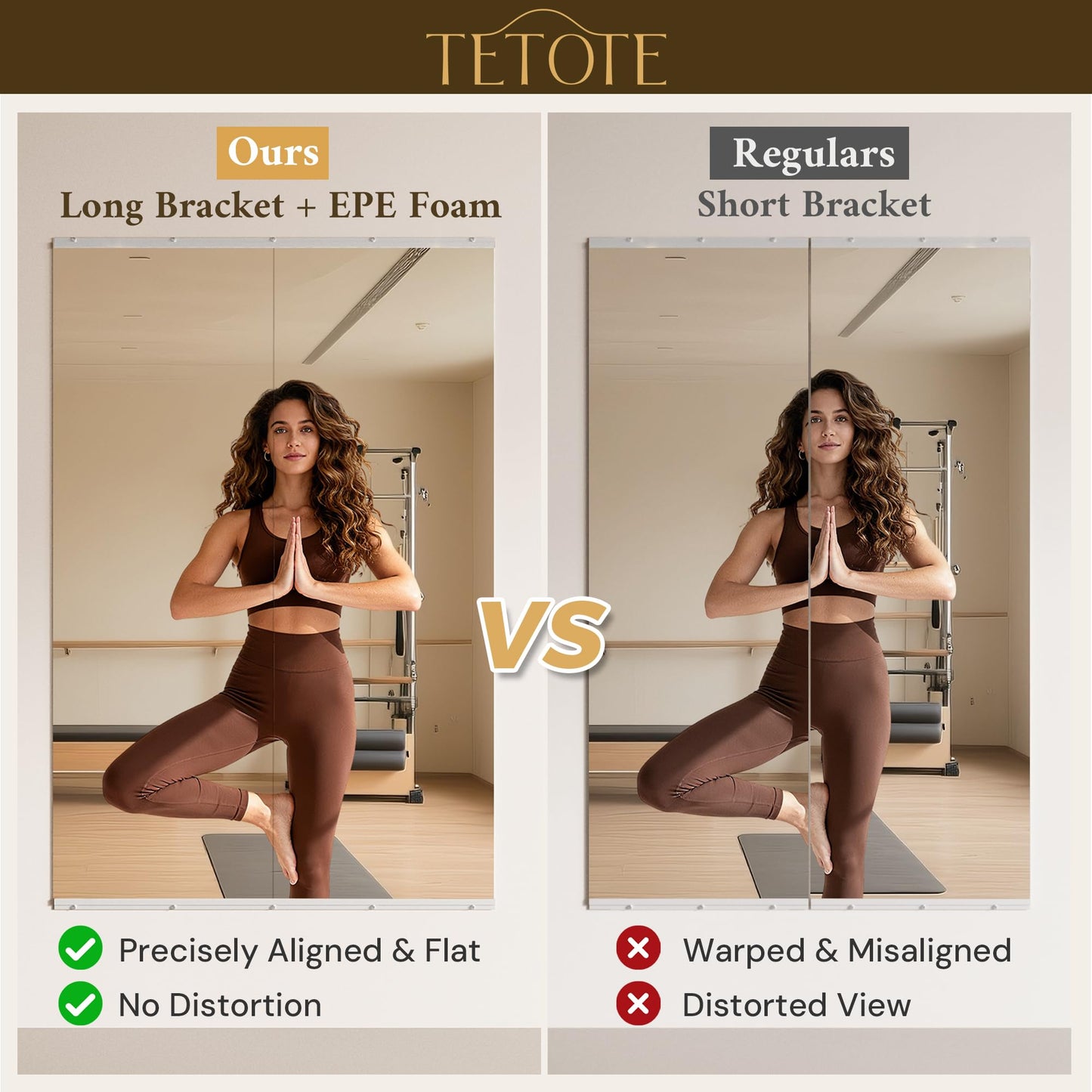 TETOTE Gym Mirrors for Home Gym Wall Large 67" x 24" - 2PCS Workout Exercise Fitness Mirror, Tempered Glass Frameless Full Length Mirror for Garage, Dance Studio, Yoga, Bedroom, Living Room