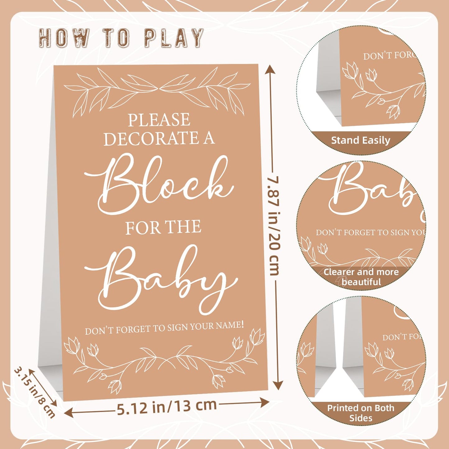 Aisharery 146 Pcs Baby Shower Game Sign Set Includes Decorative Square 54 DIY Blank Wooden Blocks 24 Paint Markers 27 Page Baby‘s First ABC Book