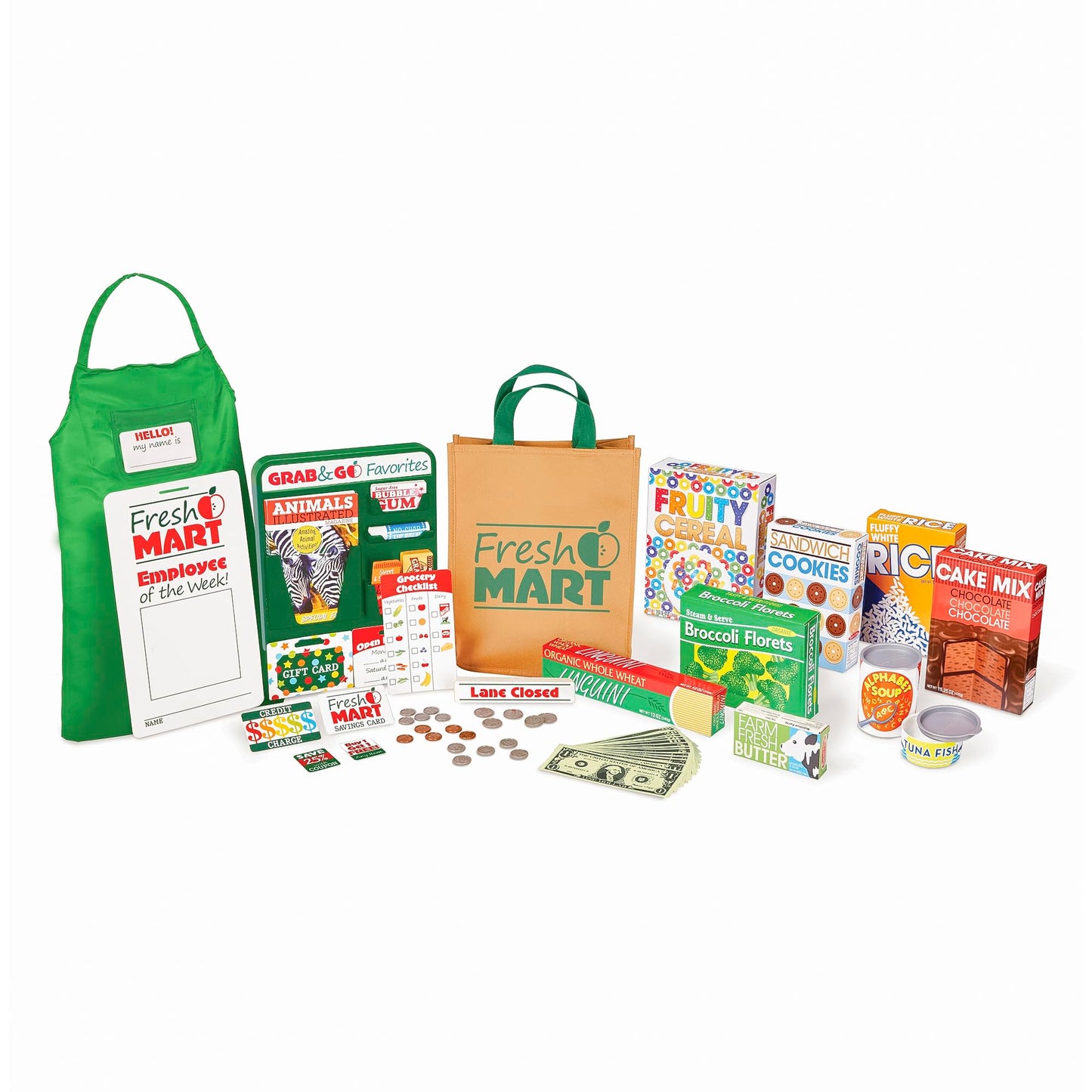 Melissa & Doug Fresh Mart Companion Set, Grocery Store Pretend Play Toys, Toy Kitchen Accessories & Play Food, Preschool Learning Toys for Girls & Boys 3+