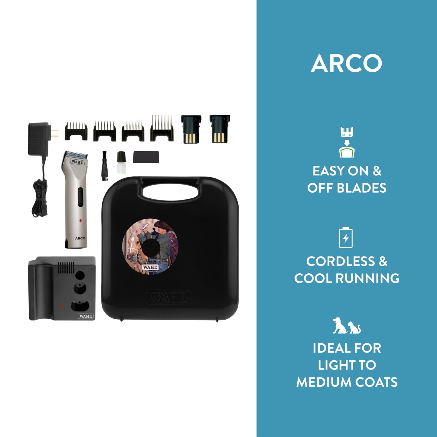 Wahl Professional Animal Arco Equine Horse Cordless Clipper Kit, Champagne (8786-800)