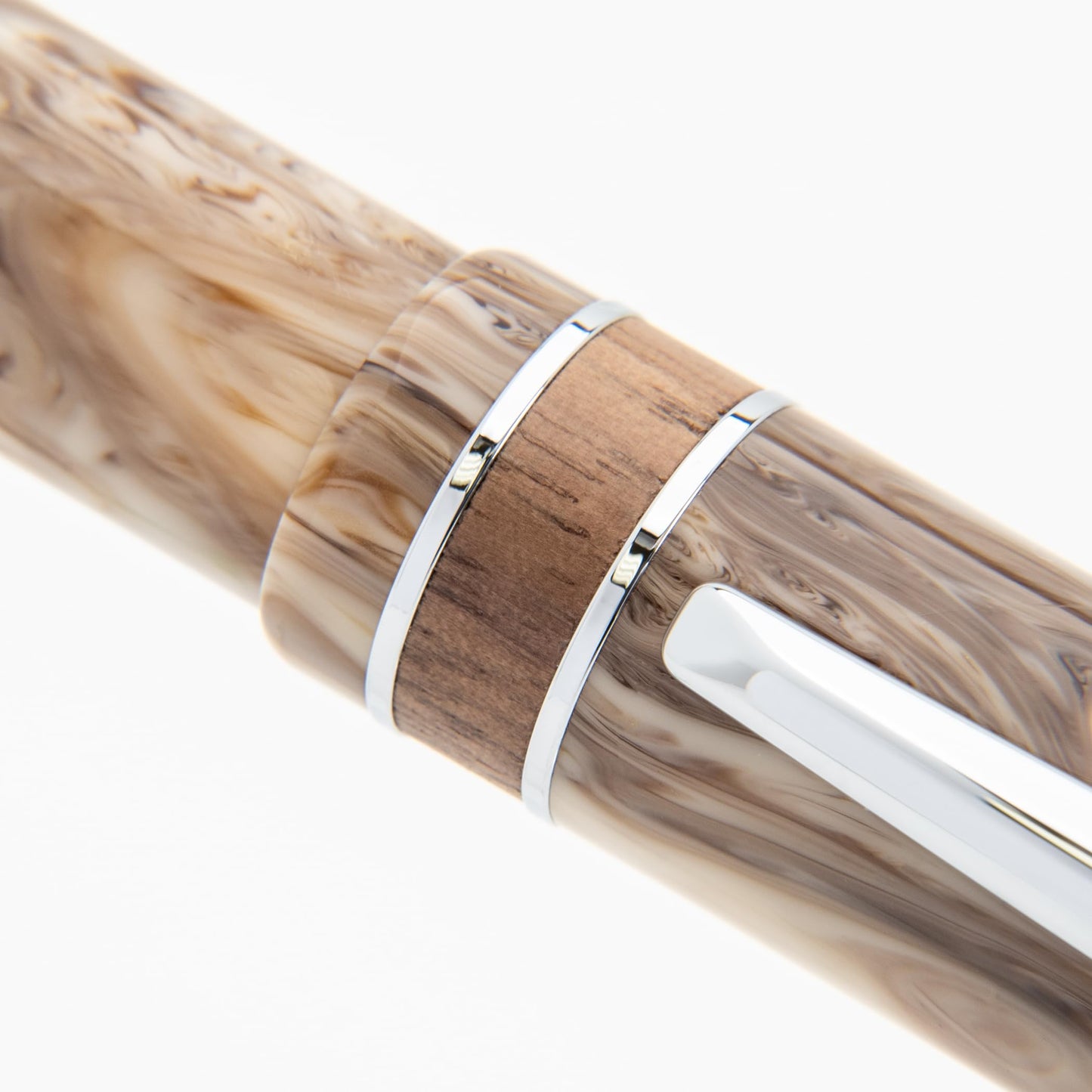 Monteverde USA Avenue of the Baobabs Fountain Pen – Beige Swirl Stub Nib with Free 15ml Ink Bottle – Calligraphy & Everyday Luxury Gift for Collectors & Writers