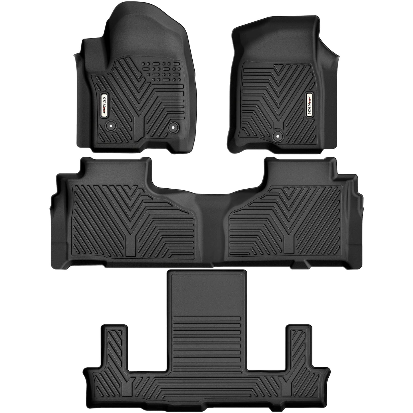 YITAMOTOR 3 Rows Floor Mats Fit for 2021-2026 Chevrolet Tahoe/GMC Yukon/Cadillac Escalade with 2nd Row Bucket Seats, Custom Fit Black TPE All-Weather 1st & 2nd 3rd Row Floor Liners