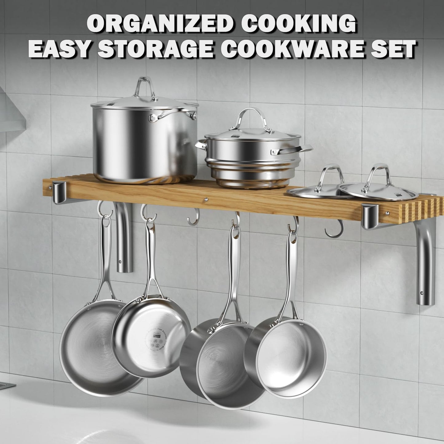 Cooks Standard 10 Piece Stainless Steel Cookware Set — Induction Cookware, Non Toxic Pots Pans Set, Professional Stainless Steel Pot Pan Set, Heavy Duty Pot Set, Multi-Ply Full Clad Stay-Cool Handles