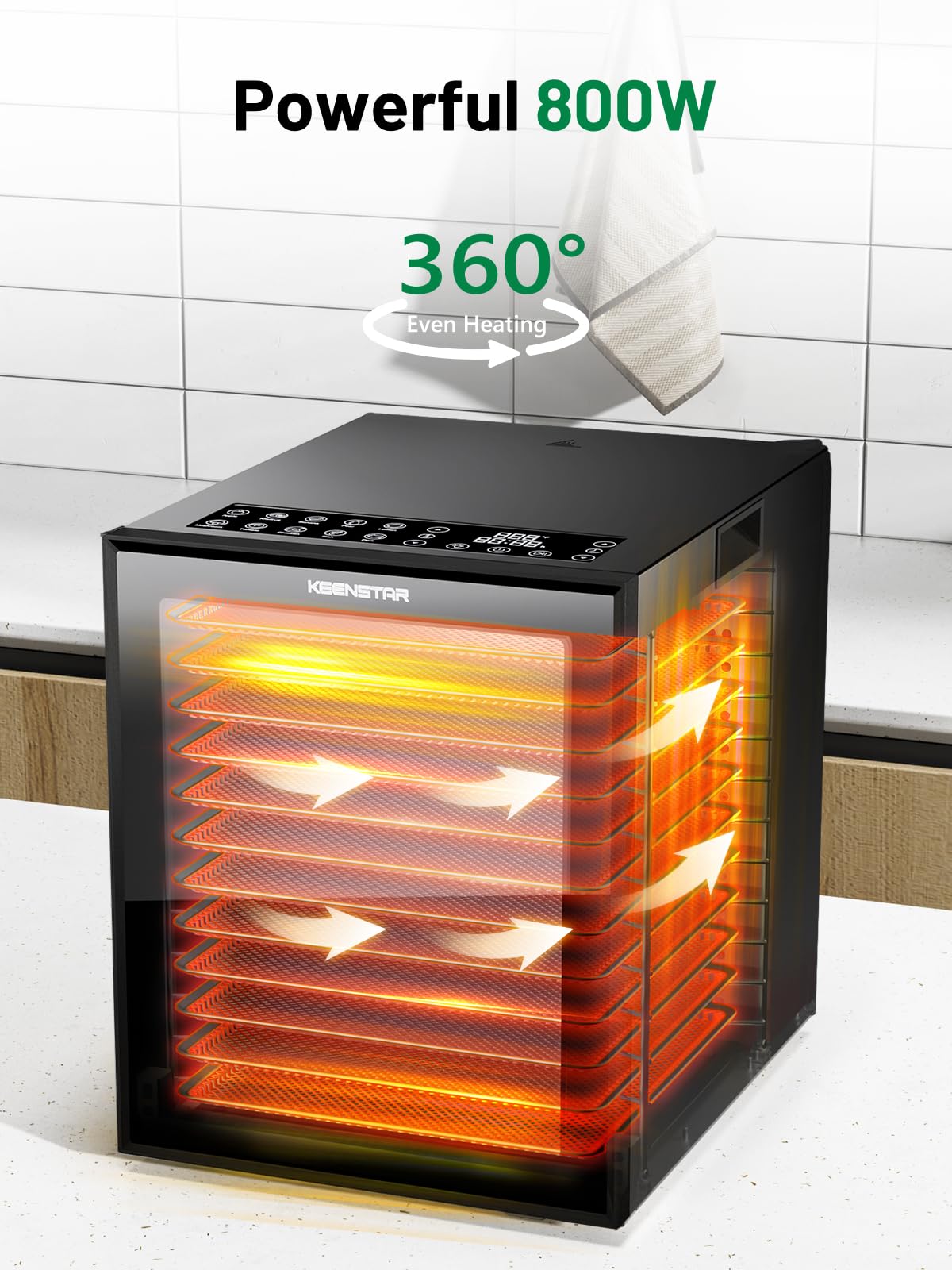 Food Dehydrator for Jerky, 12 Stainless Steel Trays, 10 Presets, 165℉ Temperature Control, 48H Timer, 850W Dryer Machine for Dog Treats, Herb, Veggies, Meat, Fruit