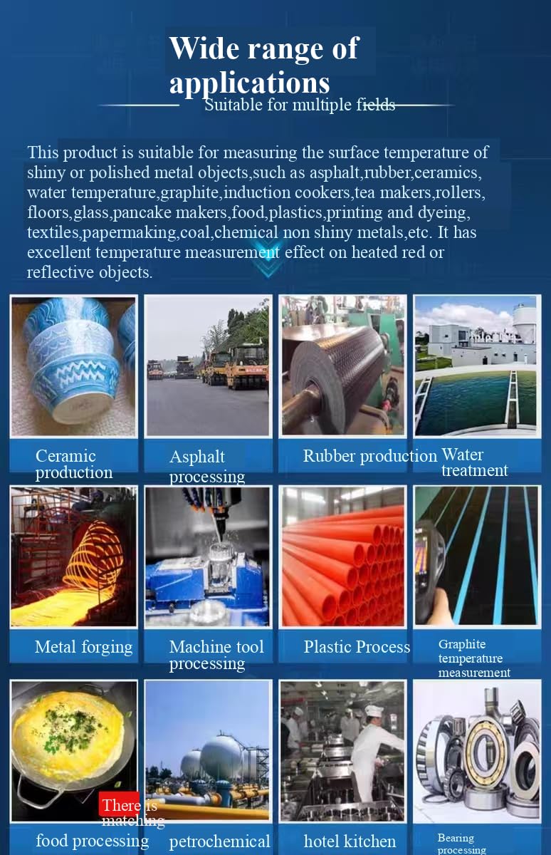 Industrial Grade Infrared Thermometer, Temperature Probe 0-500 ℃ 4-20mA Current Output Non-Contact Temperature Sensor Suitable for Food HVAC、 Chemical, Plastic, high Temperature Warning.