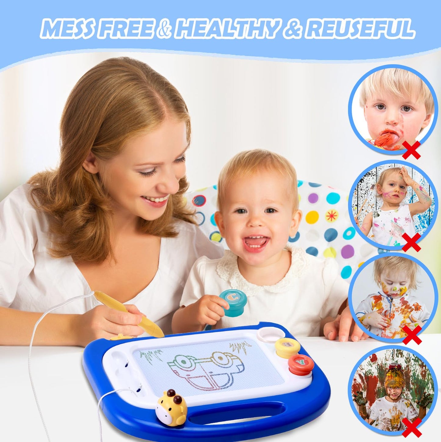 vusum Toddler Toys for 18M+ 2 3 Year Old Boys&Girls, Magnetic Drawing Doodle Board Kids Toy Etch A Pad Sketch,Toddle Boy Toy for Educational Learning of Age 18M+ 2 3 4 Boys & Girls Birthday