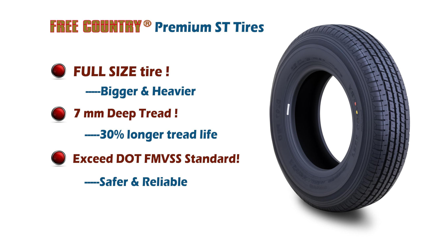 FREE COUNTRY Set 2 Premium Trailer Tires ST235/85R16 12PR Load Range F Radial w/Scuff Guard