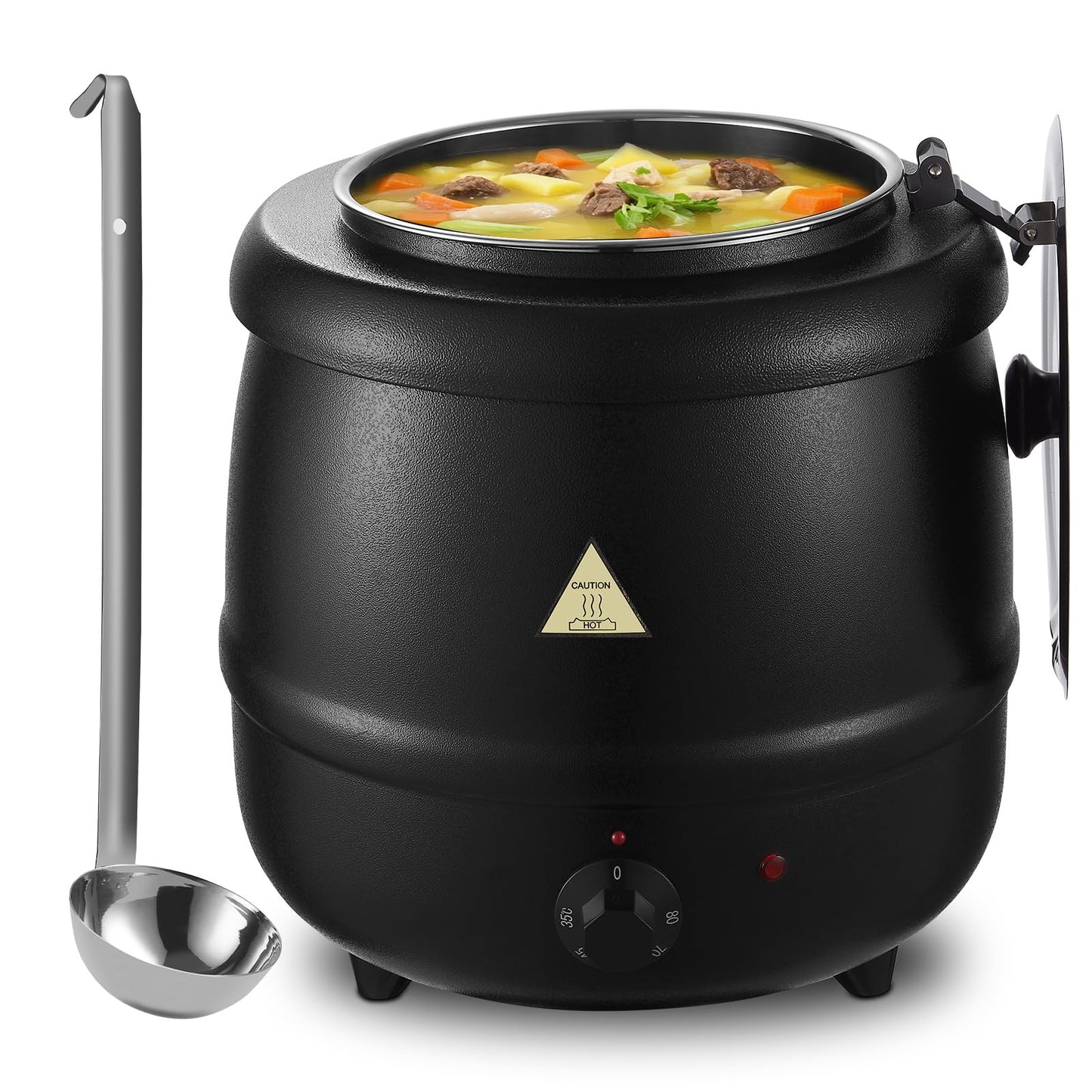 Commercial Soup Warmers Soup Kettle with Stainless Steel Hinged Lid and Detachable Insert Pot for Restaurants and Party, Home, Catering