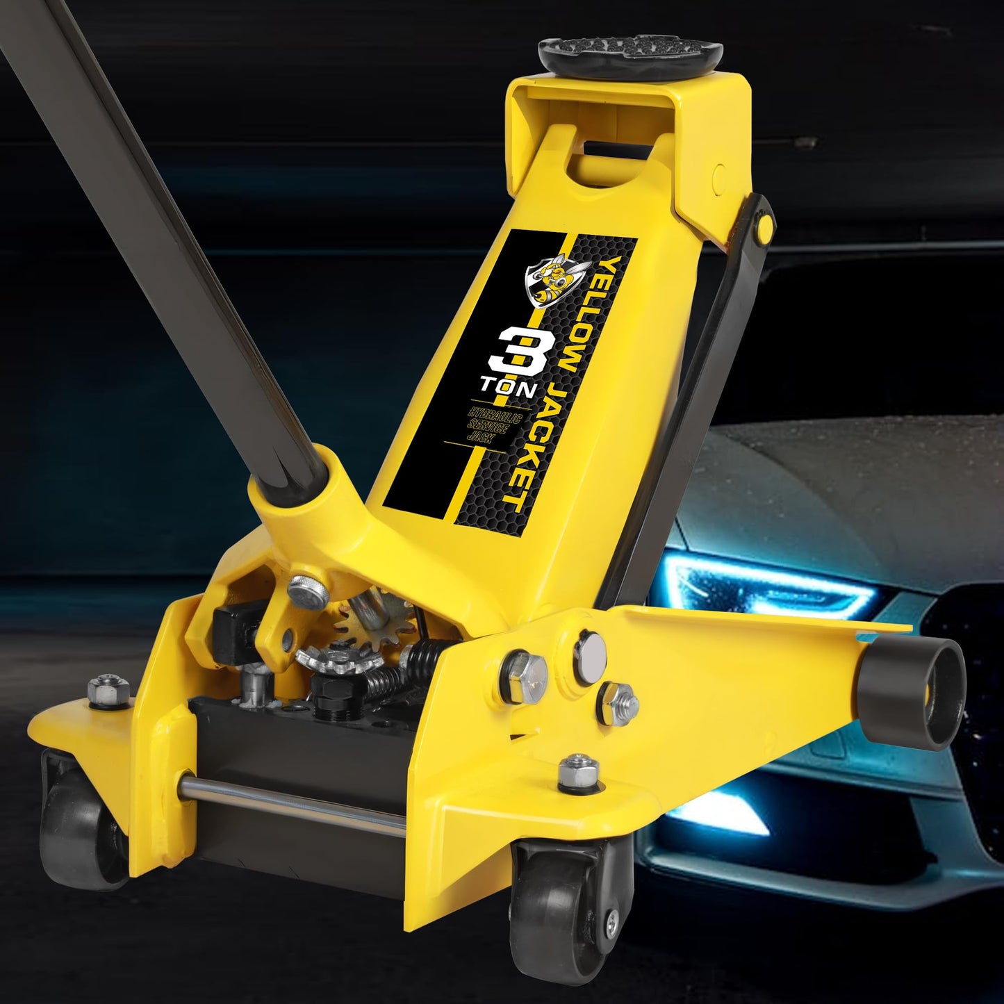 YELLOW JACKET Floor Jack 3 Ton for Quickly Car Lift, Hydraulic Service Floor Jack 6600 lb Capacity