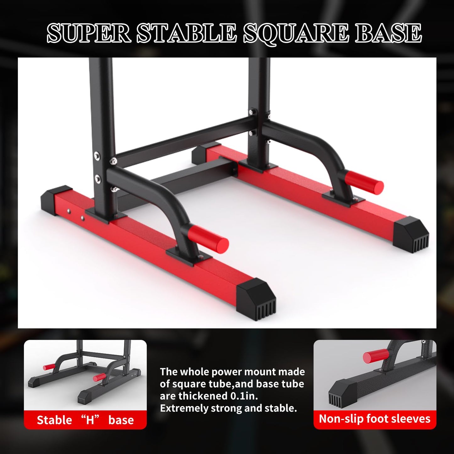 Power Tower Dip Station, Pull Up Bar Station & Multi-Function Gym Equipment For Home Strength Training Adujustable Height Up to 85.5",Load 350LBS
