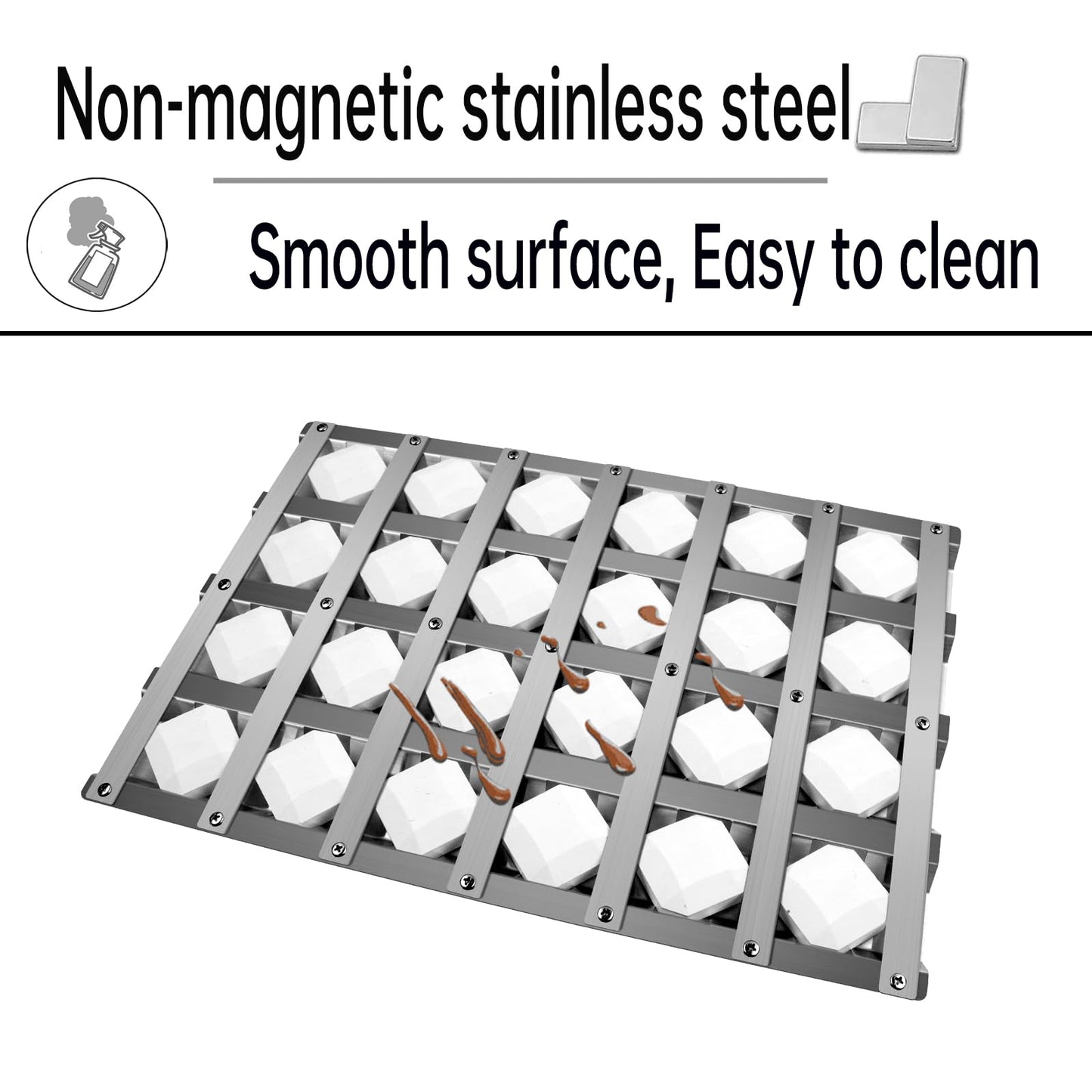 Kalomo Grill Briquette Tray Grill Heat Plates for Alfresco Grill ALX2-30C, ALX2-42C, ALX2-42RFG, ALX2-56, ALX2-56BFG, 17.8125" Stainless Steel BBQ Heat Shield Flame Tamer with 72 Ceramic Briquettes