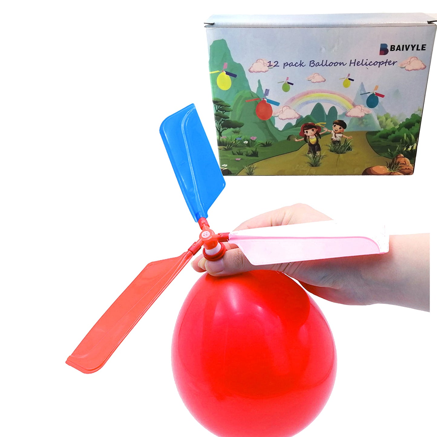 Kids Toy Balloon Helicopter (12 pack) Children's Day Gift Party Favor easter basket, stocking stuffer or birthday! Flying Toys for Boys and Girls - Outdoor Sport Toy for 7 8 9 10 Year Old