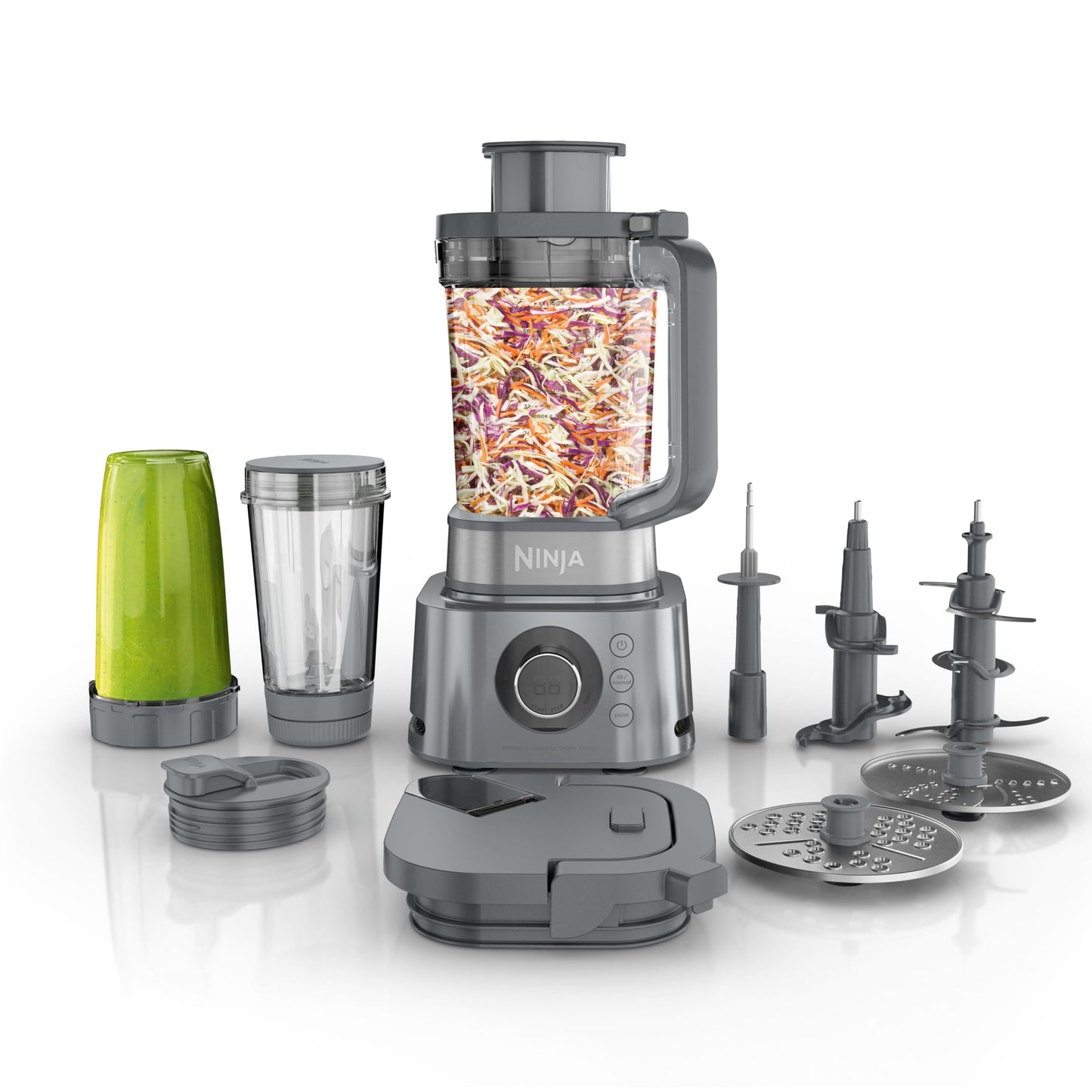 Ninja Blender & Food Processor Combo, Foodi Power Blender System for Smoothies, Bowls, Spreads & Shakes, 6 Functions, 72-oz Pitcher, To-Go Cups, Silver, SS401