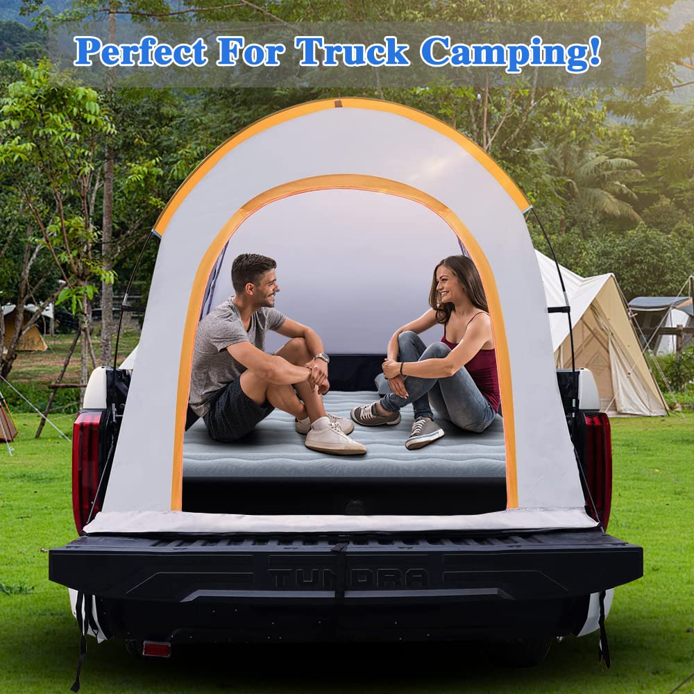 hufaut Camping Pickup Truck Bed Air Mattress Thicken Sleeping Pad for 5.5-5.8Ft Full-Size Short Truck Beds Outdoor Camping Car Travel(Grey)