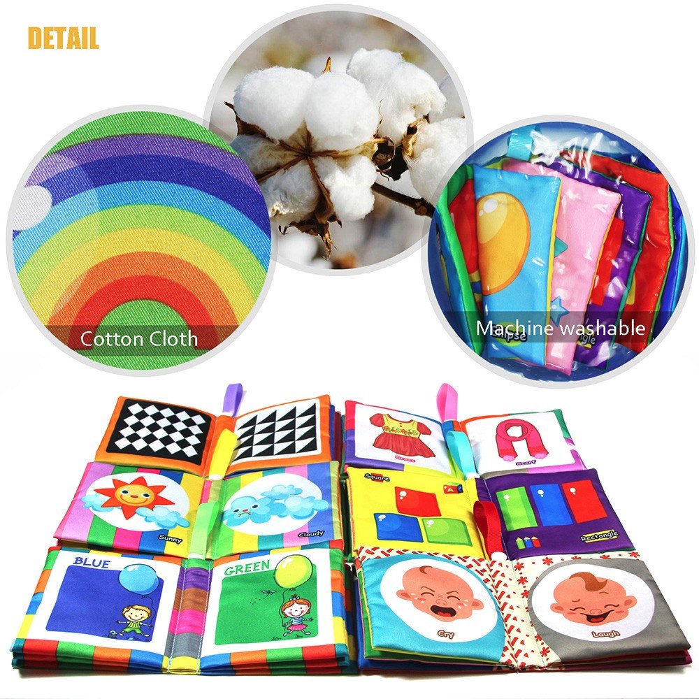 teytoy My First Soft Book, 6 PCS Nontoxic Fabric Baby Cloth Books Early Education Toys Activity Crinkle Cloth Book for Toddler, Infants and Kids Perfect for Baby Shower (New Version)