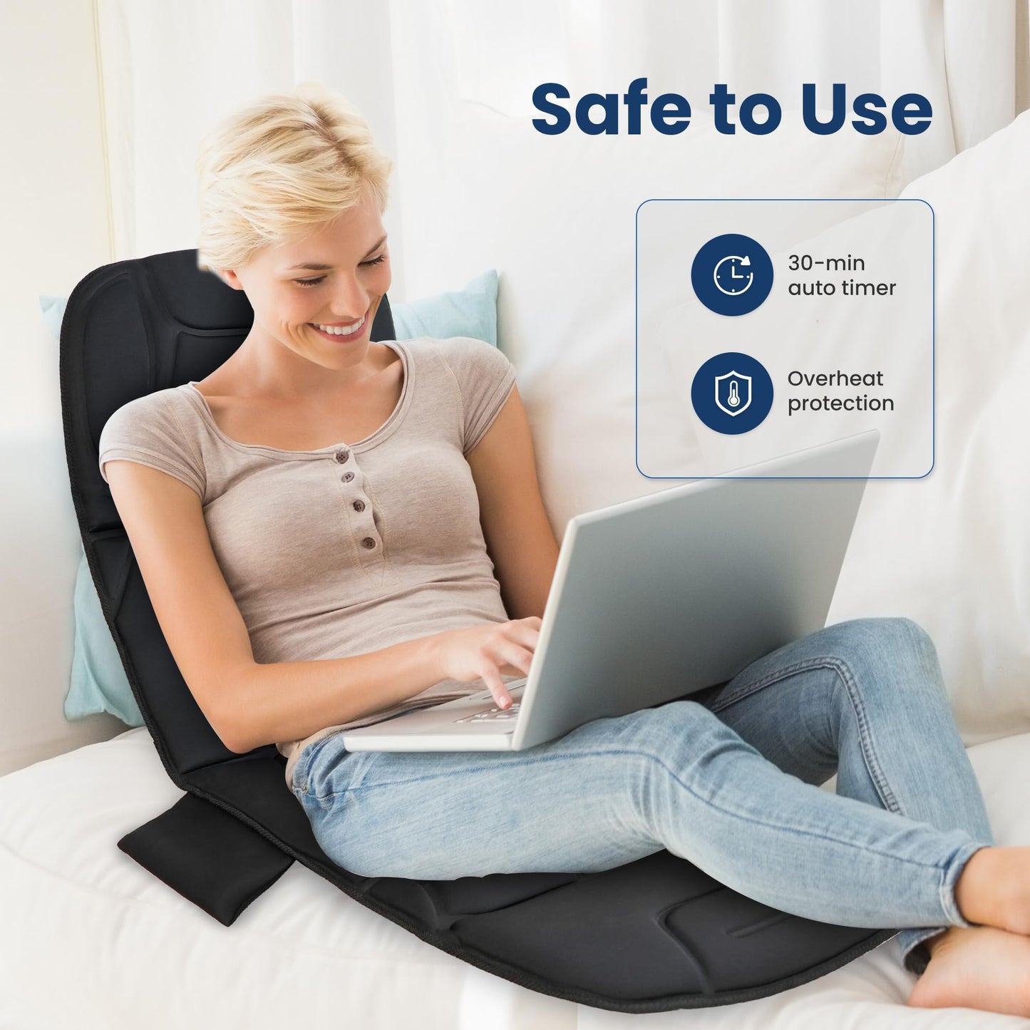 COMFIER Full Body Massage Mat with Heat, 10 Vibration Motors, 4 Heating Zones, 30-Minute Auto Shut-Off, Foldable Relaxation Pad for 3 Adjustable Intensity– Vibration Massage Only