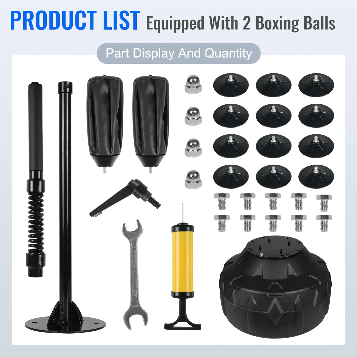 Reflex Speed Bag with 2Ball Thick Base Punching Bag Free Standing Boxing Bag with Adjustable Height & Reinforced Spring Strong Durable Relief Stress Ball for Boxer Fitness Person