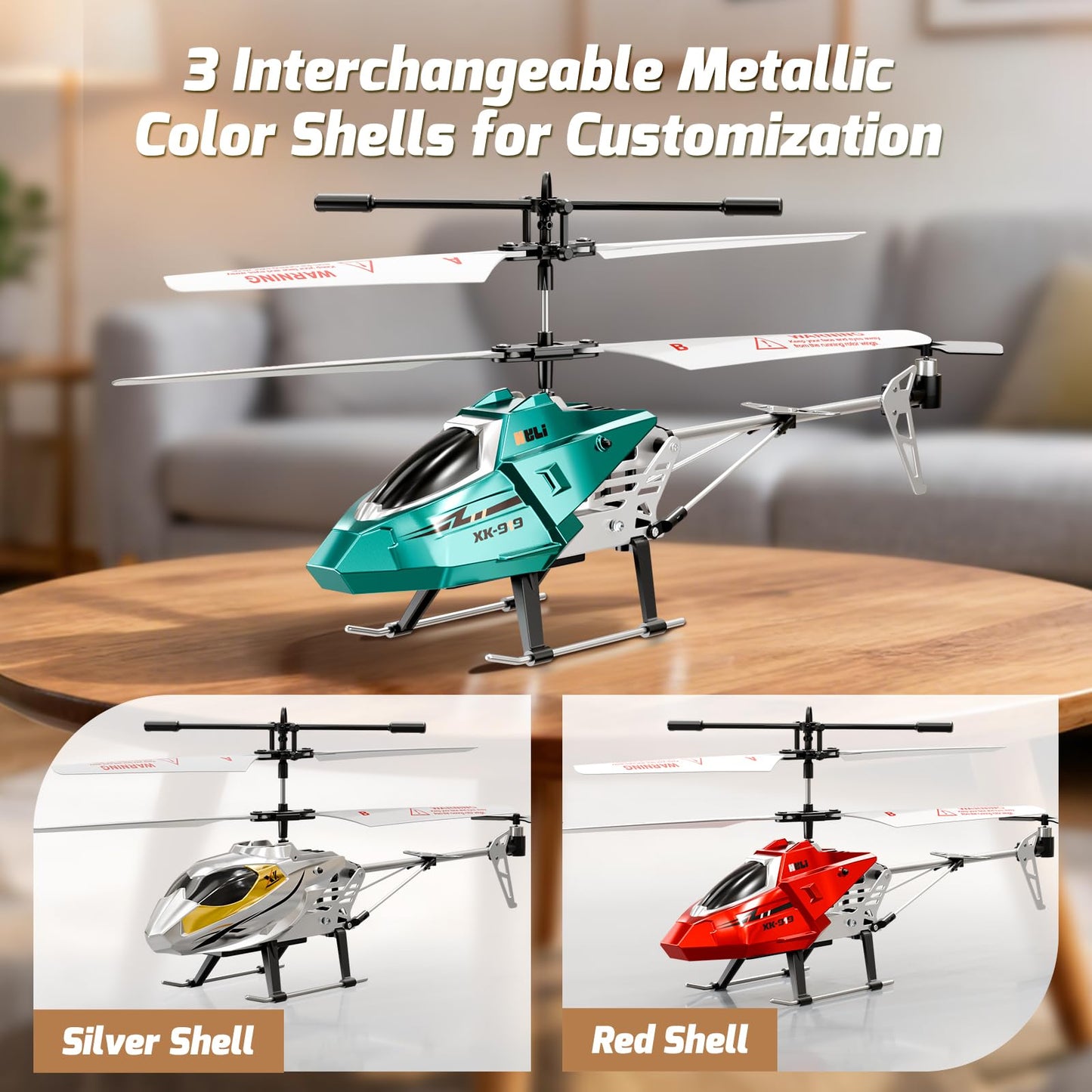 XIKOTEC Remote Control Helicopter, RC Helicopter Toy for Kids, 2.4GHz RC Plane with LED Lights, RC Flying Toy, Easy to Fly Indoor/Outdoor, Gifts Toys for Kids Beginners 8+ (Blue)