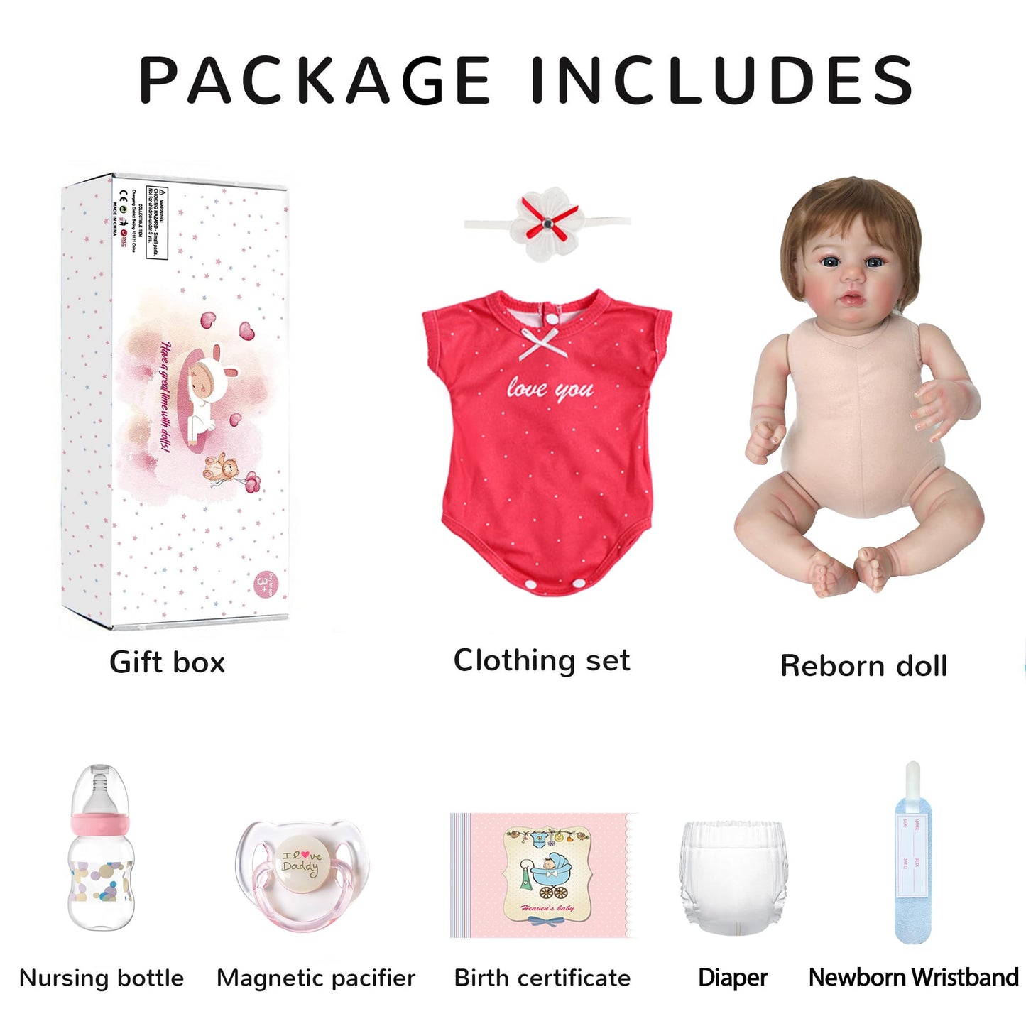 WOOROY Realistic Reborn Baby Dolls - 18 Inch Lifelike Newborn Baby Girl, Real Baby with Soft Weighted Body, Real Life Reborn Dolls Gift Set for Kids Age 3+
