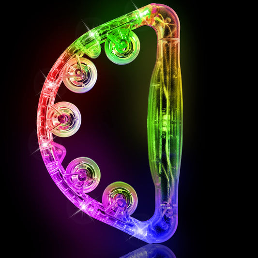 Aywewii LED Tambourine - Light Up Sensory Toys for Kids with Autism & Special Needs, Musical Instrument for Toddlers & Adults, Birthday Gifts for Boys & Girls, Glow in the Dark Party Favor