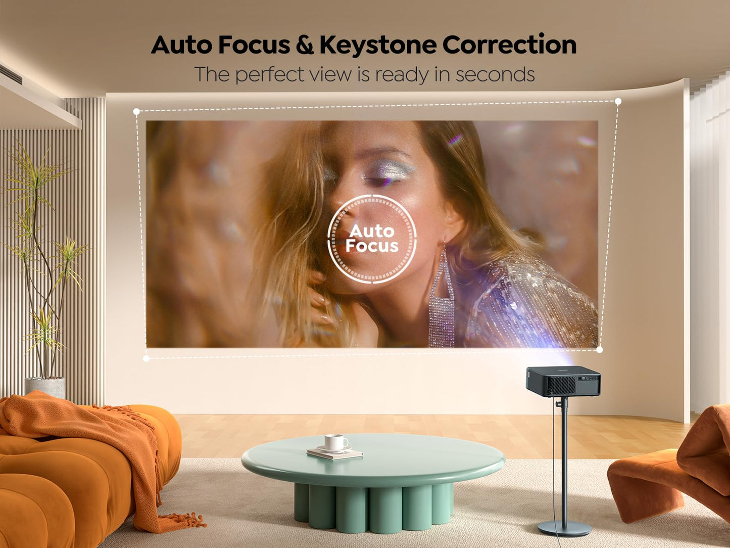 Projector 4K with Google TV, YABER K2s WiFi 6 Bluetooth Projector, Sound by JBL, Dolby Audio, Auto Focus & Keystone,Native 1080P 4K Supported Outdoor Movie Projector with Netflix 7000+ Apps