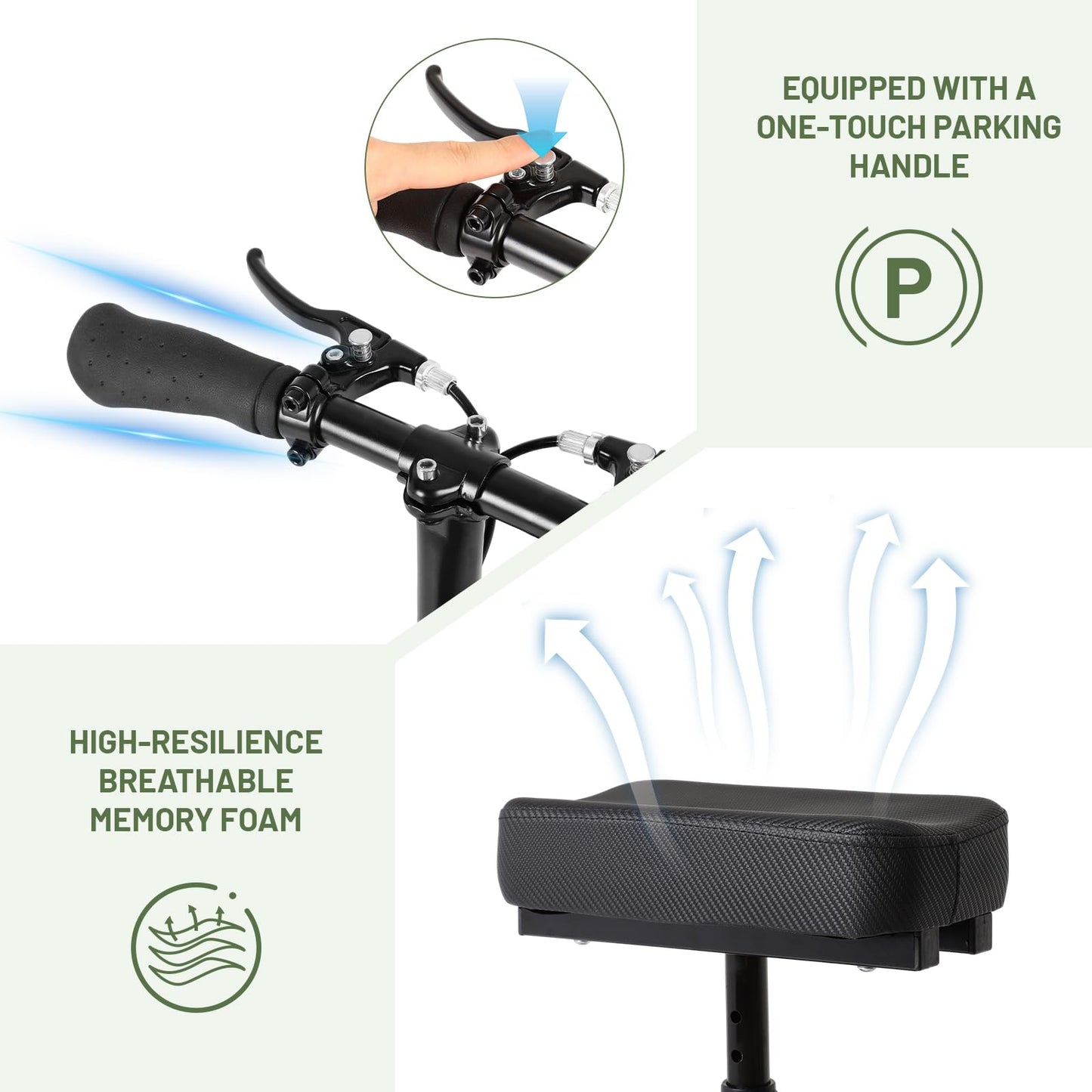 FAHKNS Mobility All Terrain Knee Scooter Walker for Foot Injuries: Adult Broken Leg Crutch Cart Roller for Surgery,Broken Foot,Ankle Injury,Kneeling Rolling Steerable Seated Wheel Scooter