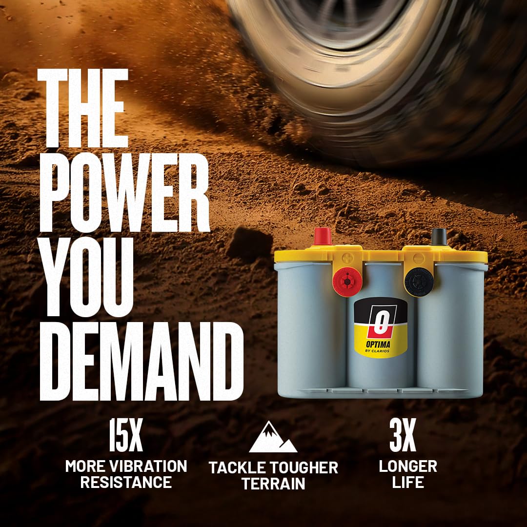 OPTIMA® Batteries High Performance D34/78 YELLOWTOP® Dual Purpose Sealed AGM Car, Truck and SUV Battery, 750 CCA, Dual Terminal, Maintenance Free, Versatile Mounting