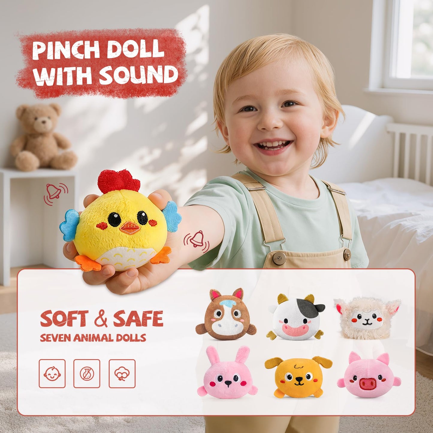Ozega Baby Toys 6-12 Months, Musical Toys for 1 Year Old, Stuffed Farm Animals for Baby, 6 7 8 9 10 12 Month Old Baby Boy Girl Gifts, Sensory Montessori Toys for 1 Year Old