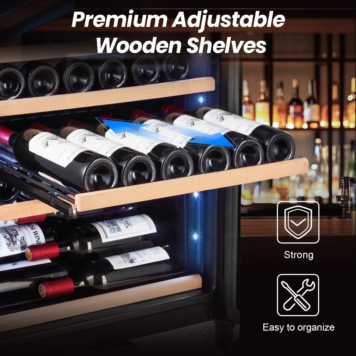 Velieta 180 Bottles Wine Fridge 24 Inch Dual Zone Wine Cooler Refrigerator Freestanding Wine Refrigerator with Glass Door and Safety Lock, Large Wine Cellar for Home, Office, Kitchen