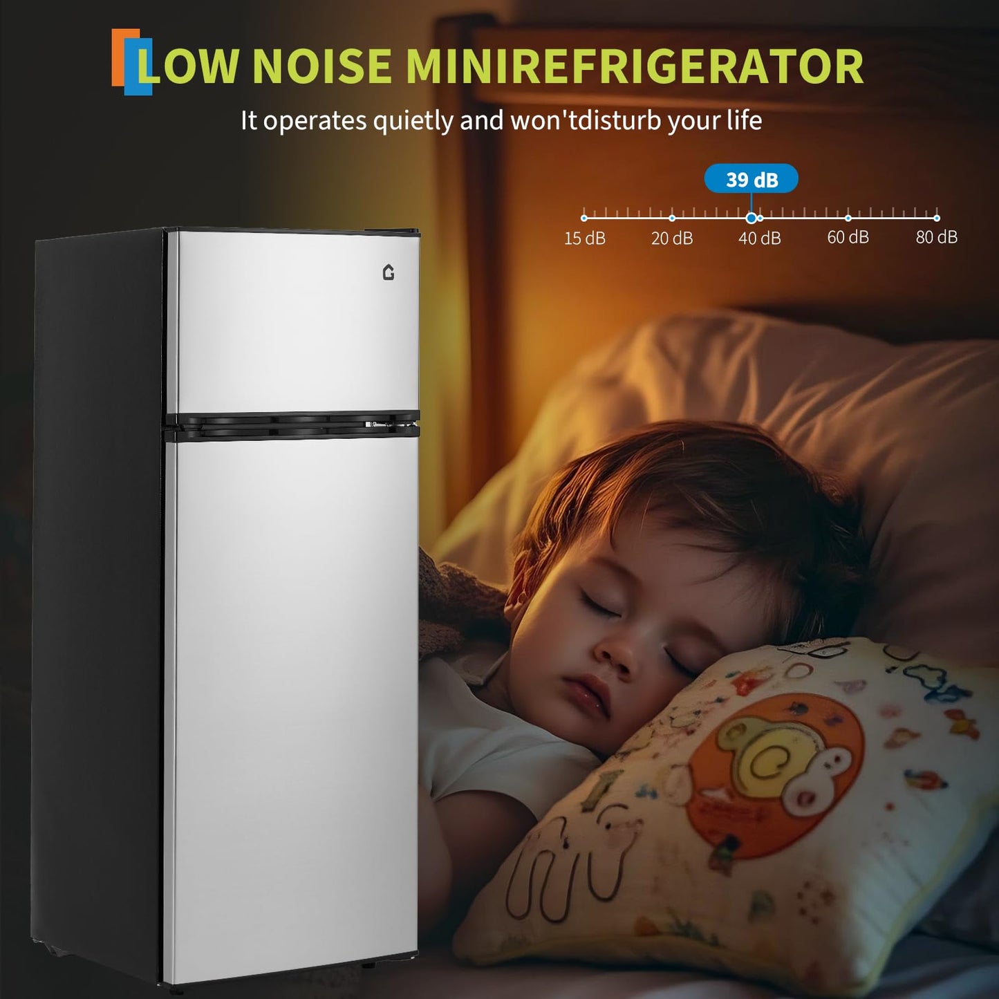 ExploreHorizon 7.5 Cu. Ft. Compact Refrigerator | Two Door Mini Fridge with Energy-Efficient & Quiet Operation | for Dorm, Office, Bedroom, Kitchen, Bar Use with Adjustable Shelves