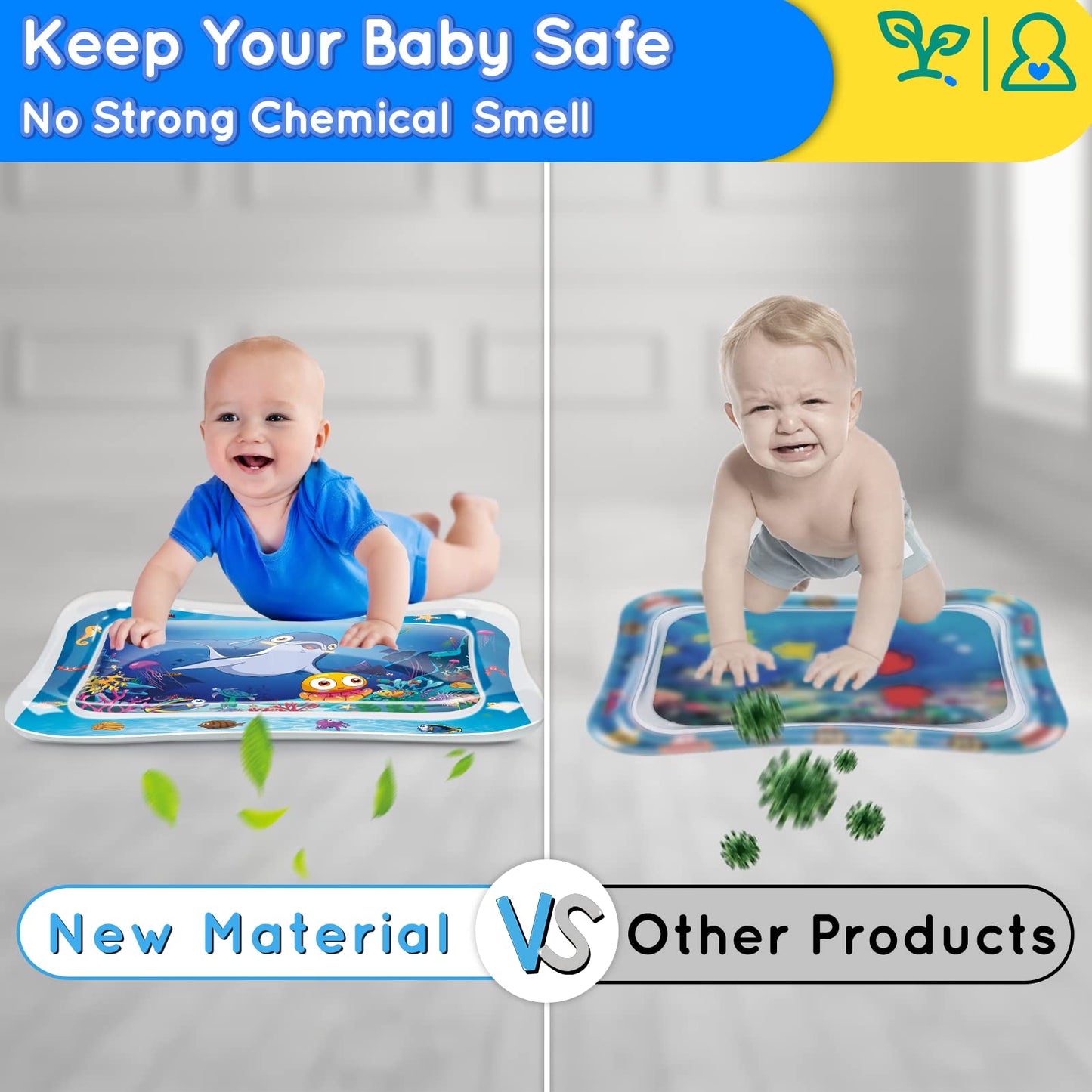 Infinno Tummy Time Mat Sensory Water Mat for Babies, Baby Toys for 3 6 9 12 Months Boys and Girls, Great Gift Idea of Baby Stuffs…