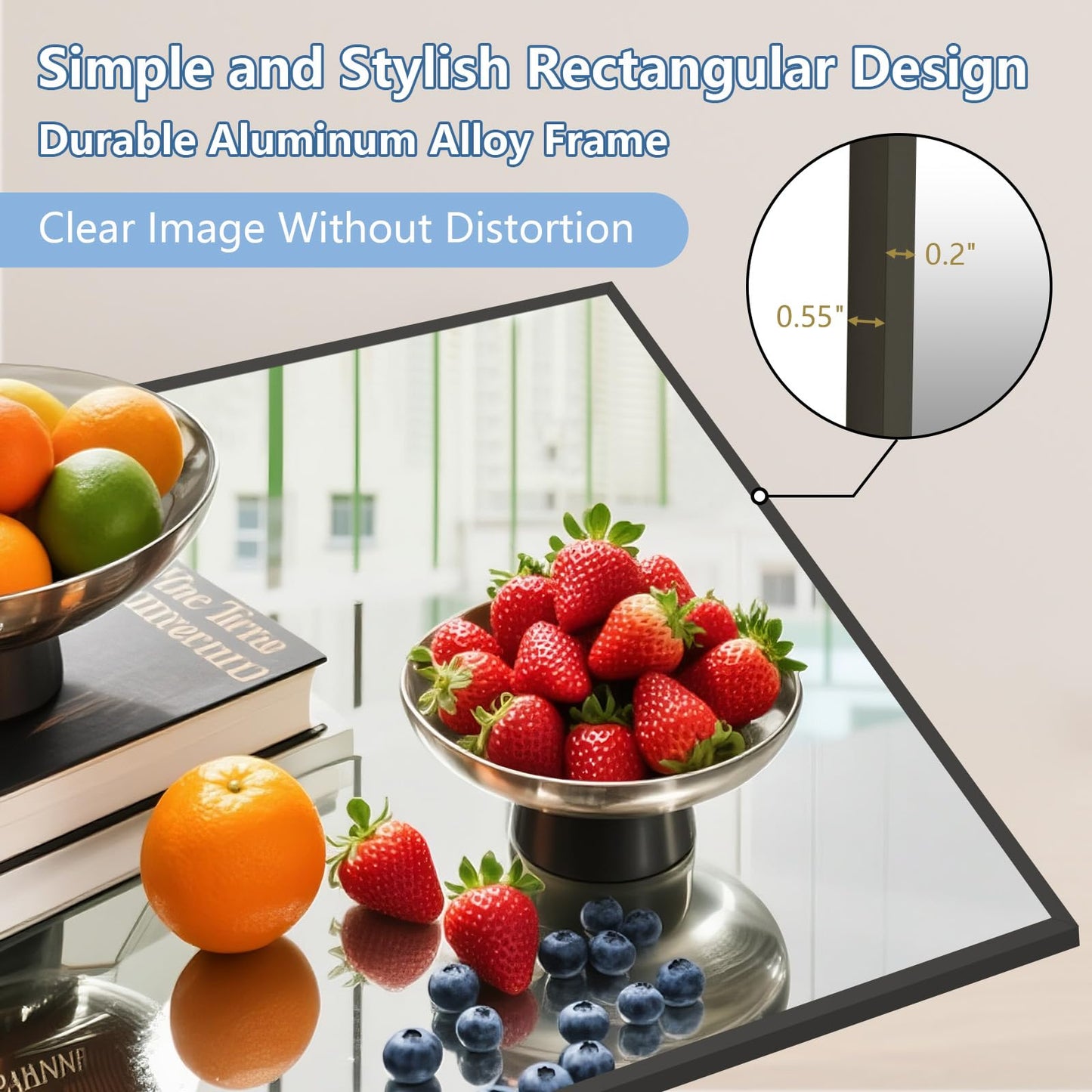Large Mirror Full Length 72"X44", Oversized Floor Mirror with Stand, Black Free Standing Mirror Full Length for Gym Bedroom Living Room, Hanging or Wall Mounted, Shatterproof Tempered Glass