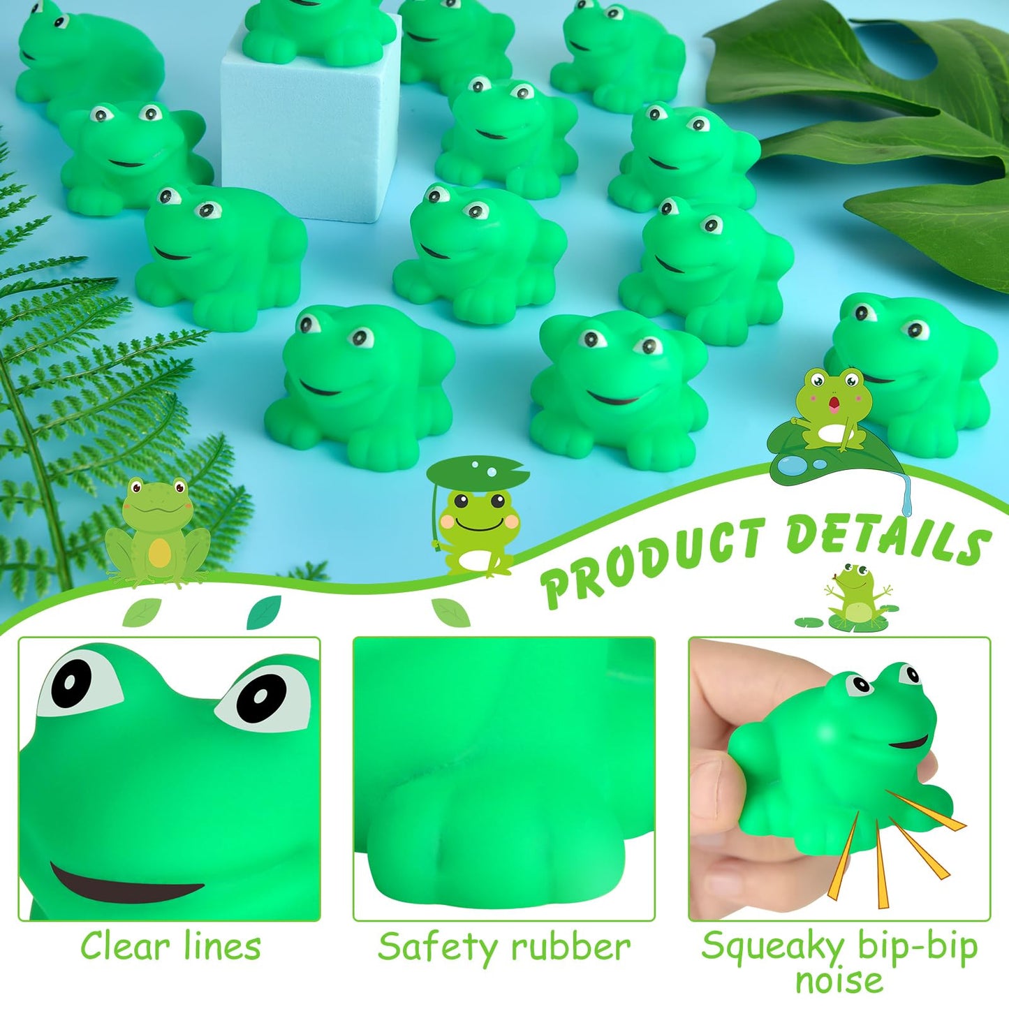 Mototo 120 PCS Rubber Frogs Little Squeaky Frogs Float Bath Toy Green Shower Swimming Bathtub Toy Easter Egg Stuffer for Hyundai Santa Cruz Jeep Game Prize Froggy Birthday Party Classroom School Decor