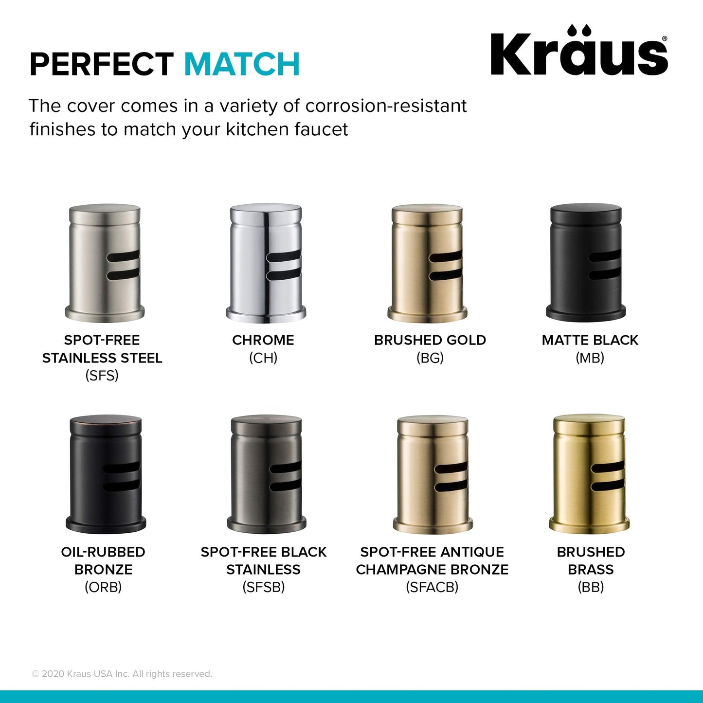 KRAUS Dishwasher Air Gap in Spot Free All-Brite™ Stainless Steel, KAG-1SFS