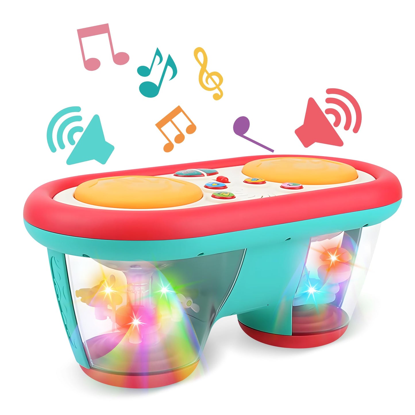ROHSCE Baby Toys for 6-18 Months, Musical Drum, Light Up, Tummy Time, Baby Gifts