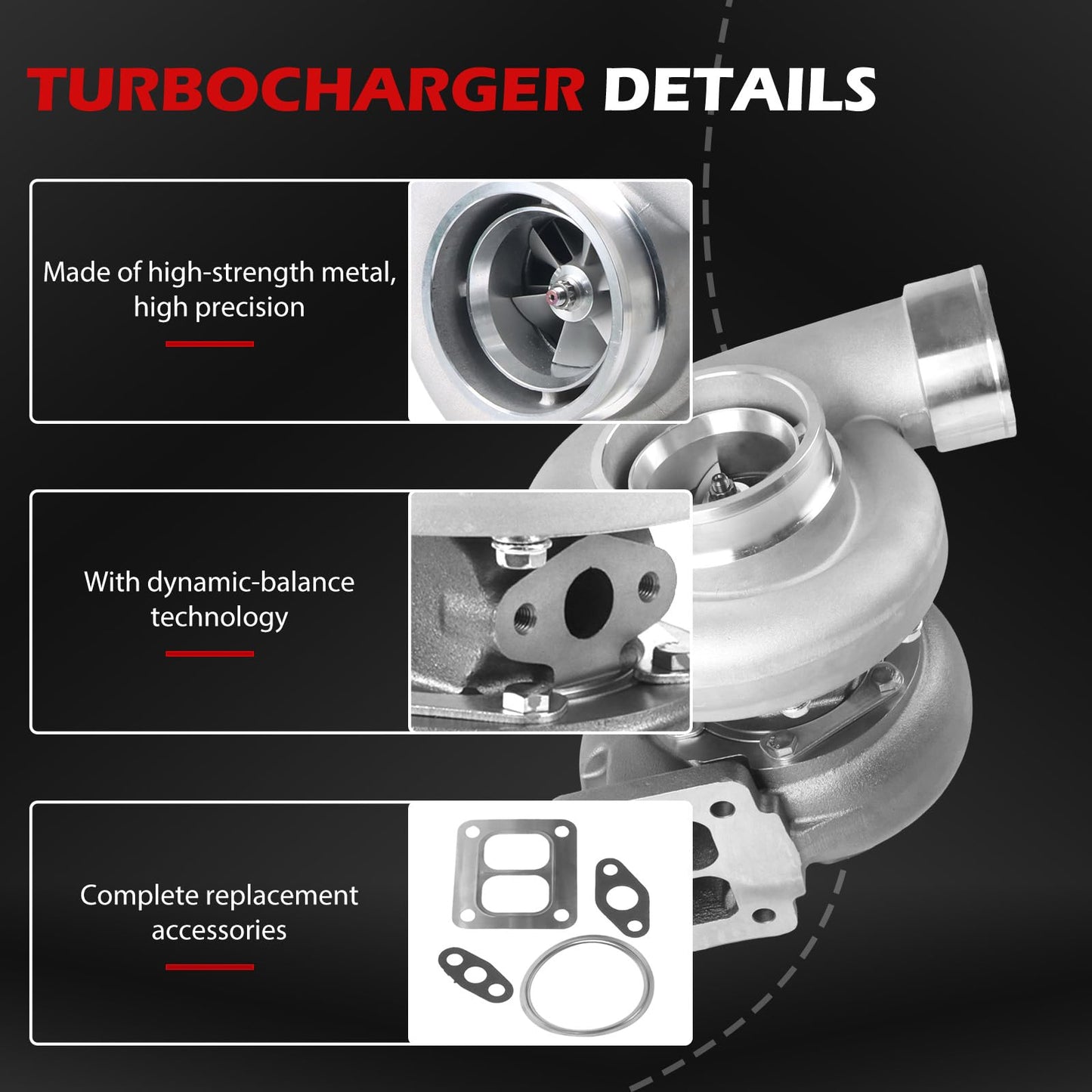 Autodevil Universal Turbo Turbocharger Compatible with GT45 T4, Turbo Charger Kit 0.66 A/R 600+HP Boost for 4.0L-6.0L Engine with Flange