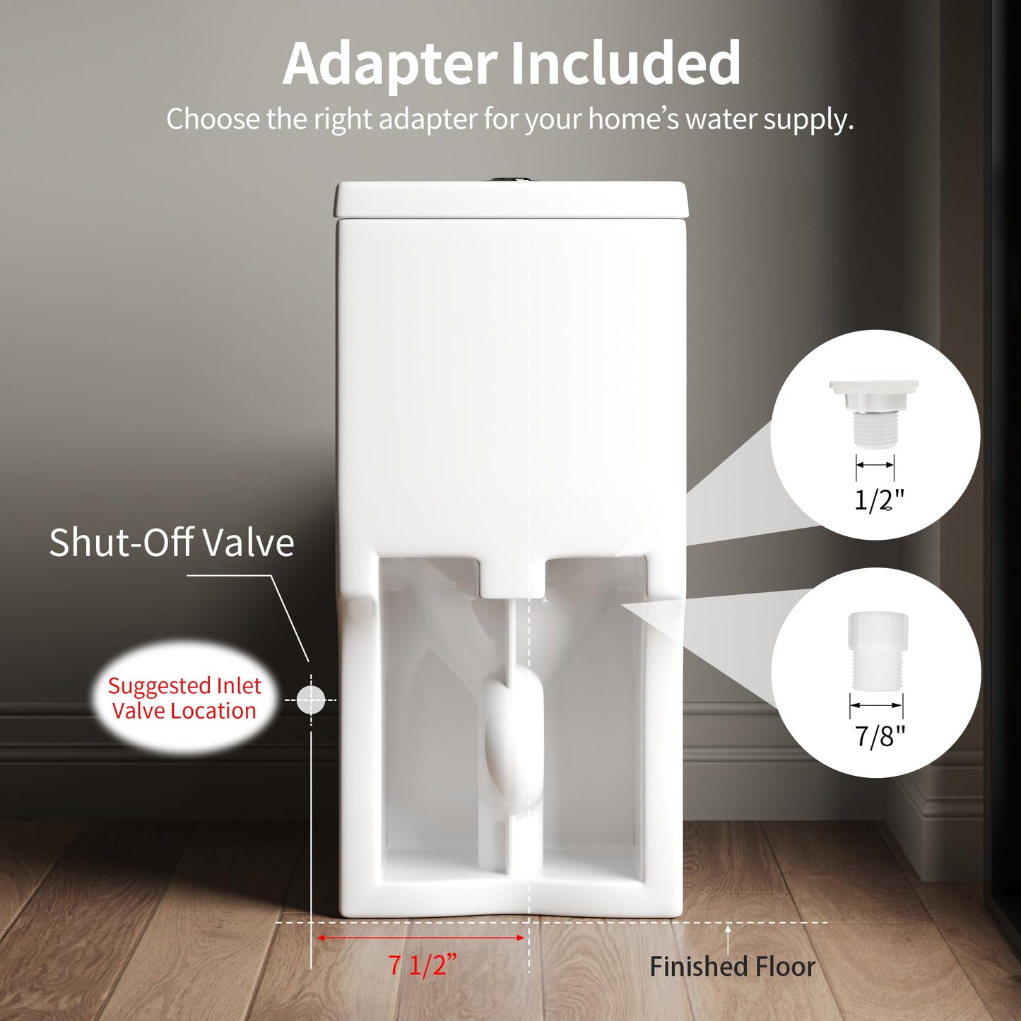 DeerValley Compact One Piece Toilet with Comfortable Seat Height Modern Standard Toilet for Small Bathroom Dual Flush 1.1/1.6 GPF Powerful & Quiet 12'' Rough-In Skirted Toilets