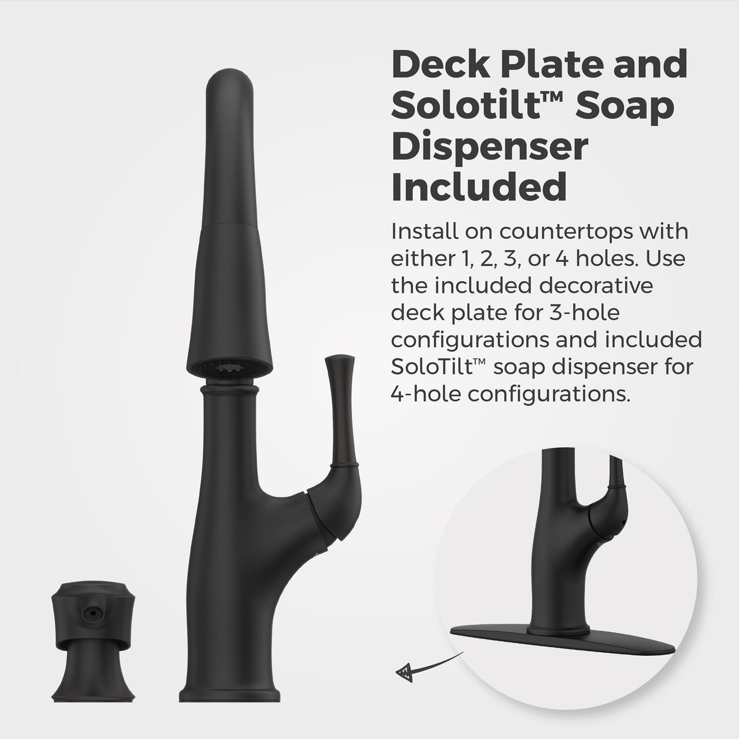 Pfister Alderwood Kitchen Faucet with Pull Down Sprayer and Soap Dispenser, Single Handle, NSF Certified, Matte Black Finish, F5297AWB