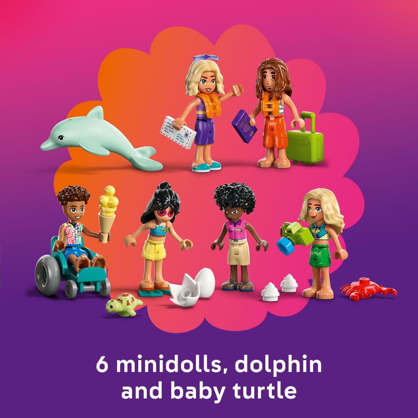 LEGO Friends Family Vacation Beach Resort Pretend Play Building Toy - Adventure Storytelling Playset with Dolphin Toys and Sea Turtles - Creative Birthday Gift Idea for Girls & Boys, 8+ - 42673