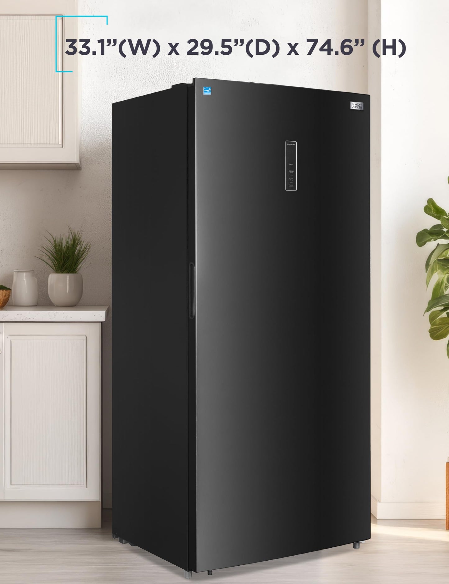 BLACK+DECKER 21.2 Cu. Ft. Convertible Freezer Refrigerator, Upright Freezer with Glass Shelves, Reversible Door,ENERGY STAR rated, Frost Free, BUC2120MB, Black