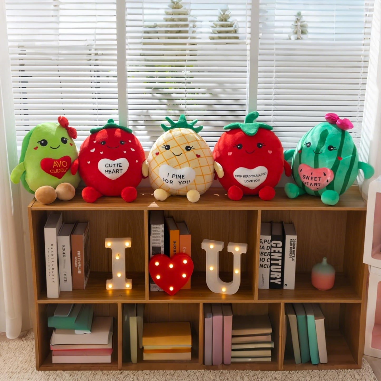 WENMOTDY Tomato Plush Toys 17 Inches Cute Fruit Stuffed Animal with Red Heart Soft Plush Tomato Pillow for Girlfriend Boyfriend Children Valentines Day Birthday