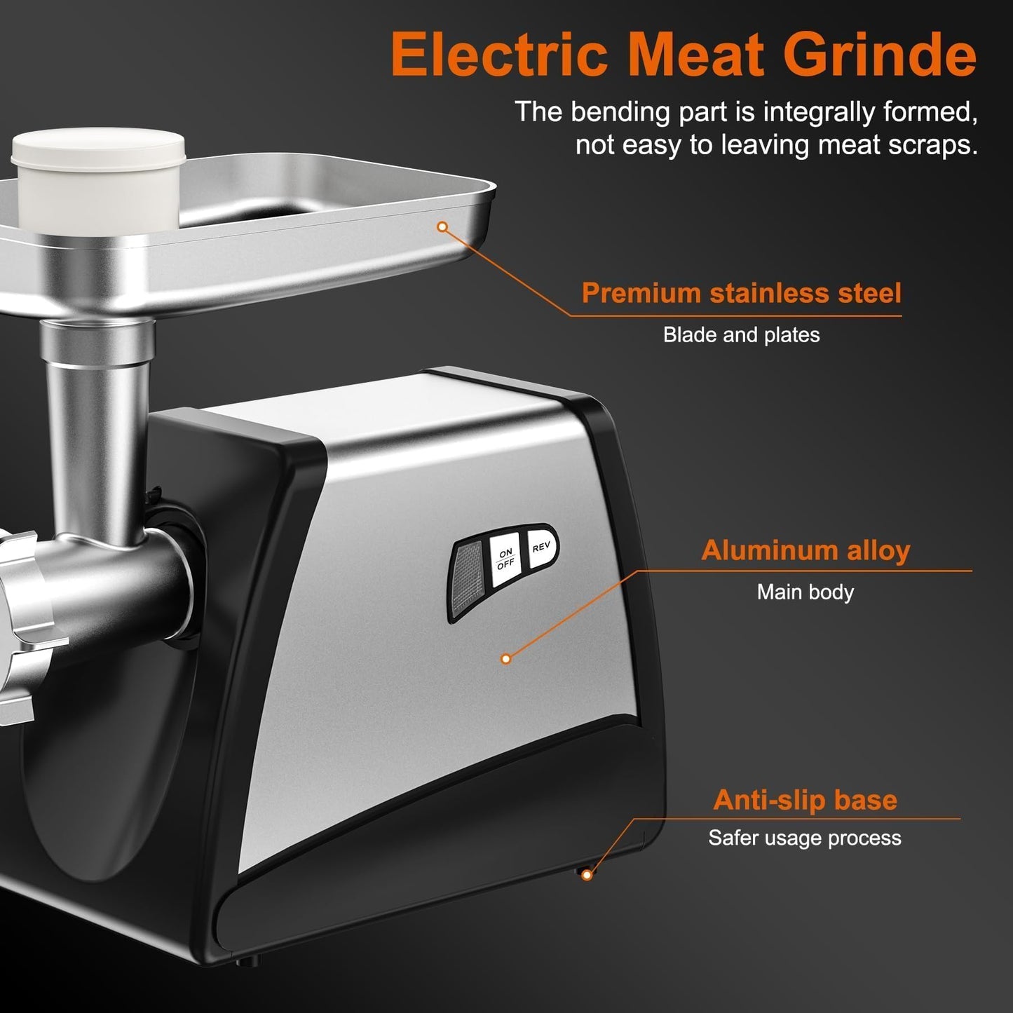 Culistra Commercial Meat Grinder Mincer, 3500W ETL Heavy Duty Sausage Stuffer with Reverse, 3 Plates & 2 Blades, Sausage Tubes Set, for Catering Restaurant Butcher Shop