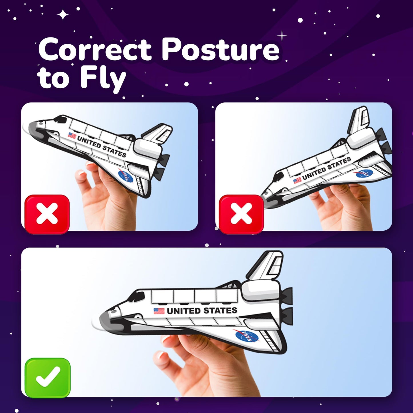 ArtCreativity Space Shuttle Gliders, Set of 24, Flying Toys for Boys & Girls, Made of Foam Material, Outdoor Toys for Children, Outer Space Party Favors for Kids, Great for Indoor & Outdoor Play