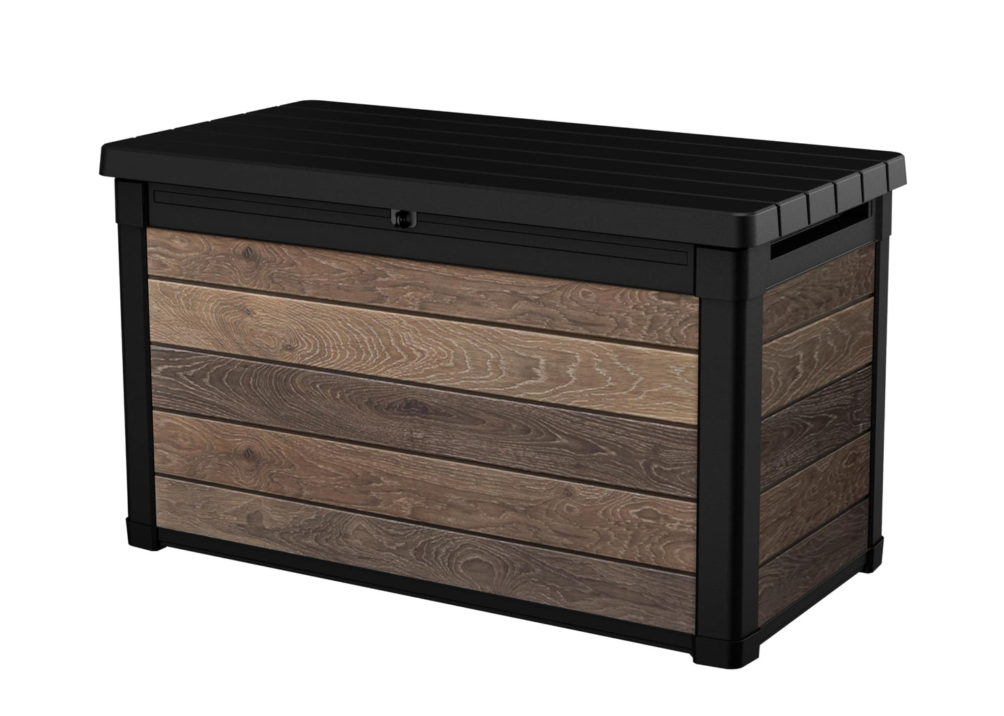 Keter Walnut 100 Gallon Resin Deck Box-Organization and Storage for Patio Furniture Outdoor Cushions, Throw Pillows, Garden Tools and Pool Toys