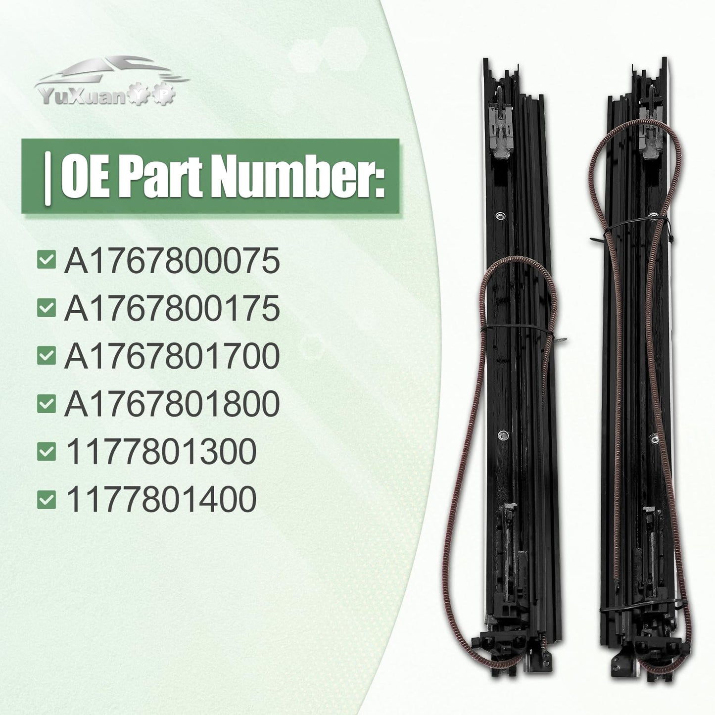 A1767800075+A1767800175 Panoramic Sunroof Tracks Repair Kit Fits for 2014-2019 Mercedes-Benz A/CLA-Class W176 C117 A200 CLA200 CLA250 CLA45 AMG A180 1.6L 2.0L