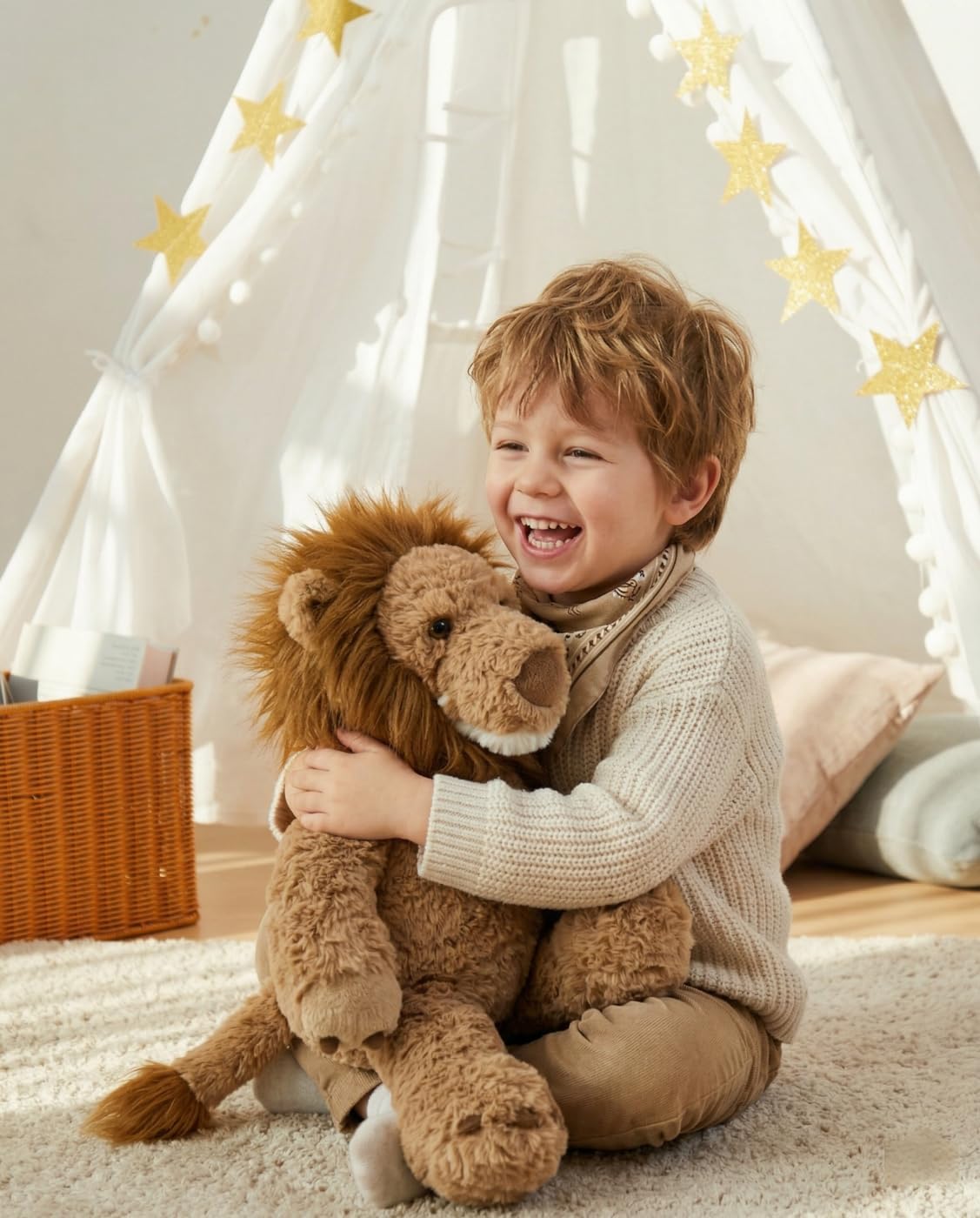 MaoGoLan Cute Lion Stuffed Animal 17.7 inch - Cozy Lion Plush with Fluffy Mane- Large Snuggly Zoo Safari Stuffed Animal Toys Gift for Kids,Boys,Girls,Lion Lover