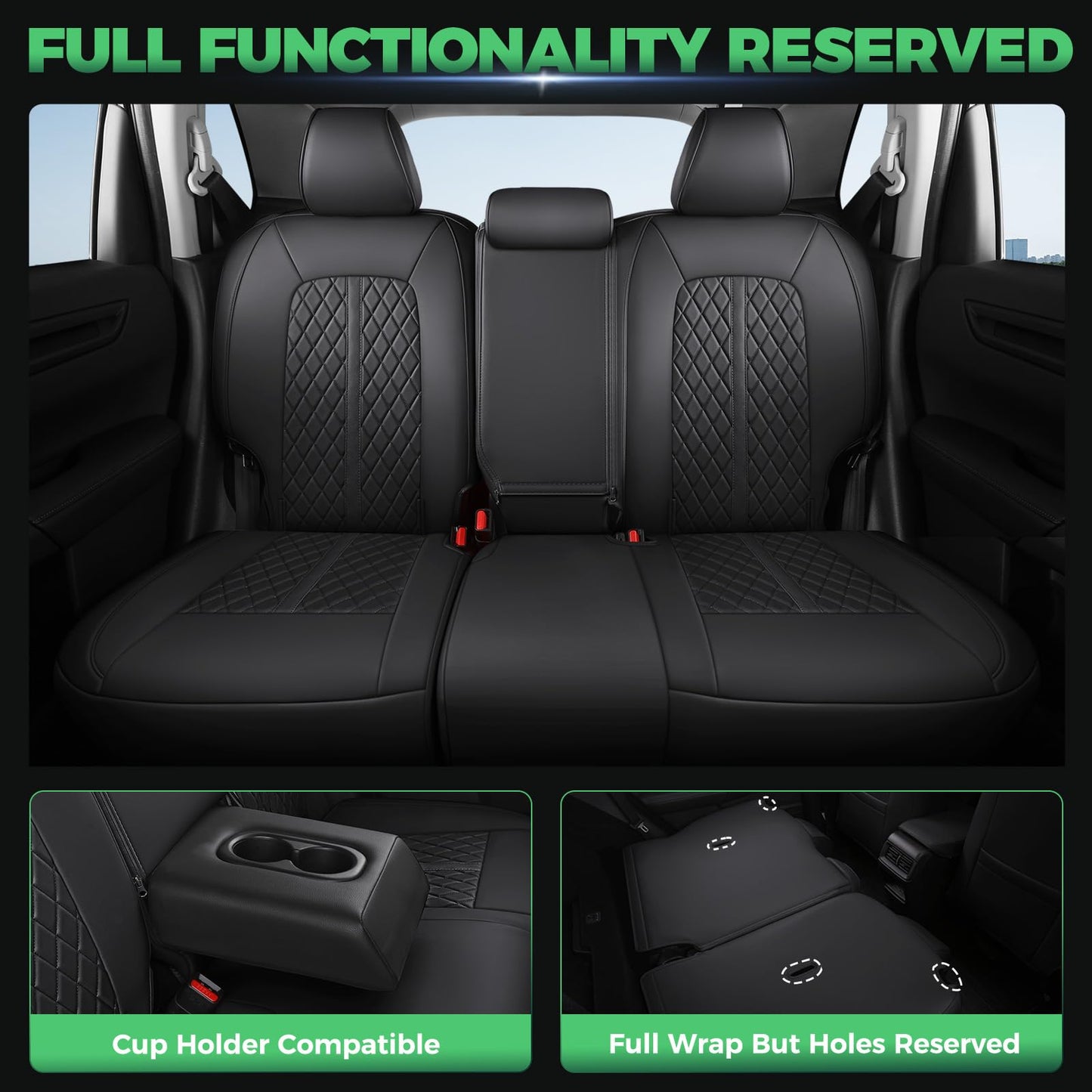 RIDEPOSH for Honda HRV Seat Covers 2023 2024 2025 2026 Sport LX, Custom Fit Car Seat Cover Full Set, Waterproof Leather HR-V Seat Protectors, SUV Cushions Accessories, Black, NOT Fit for EX-L