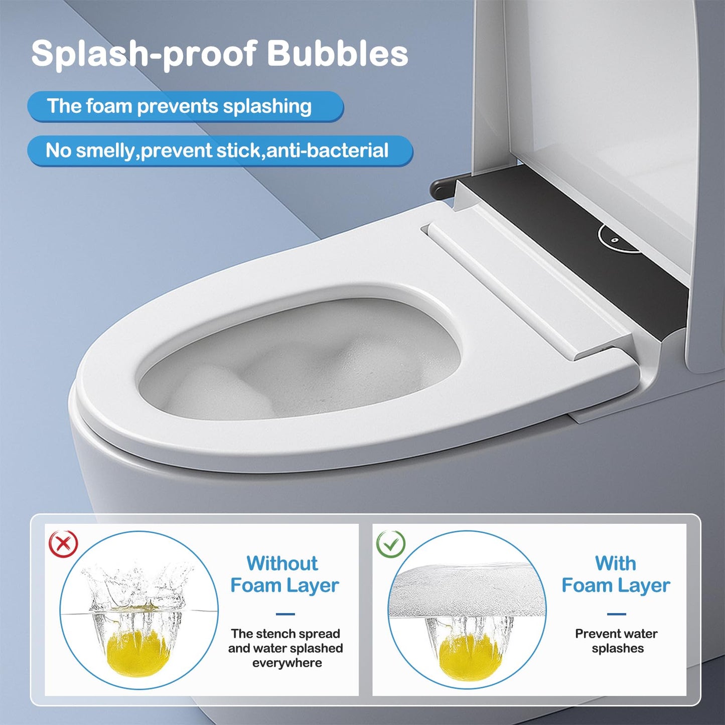 Smart Toilet with Bidet Built in, One Piece Bidet Toilet with Heated Seat and LED Display Night Light, Emergency Flush, Foot Sensor, Artistic Lighting, Smart Heated Seat, Foam Dispenser,Tank Built in